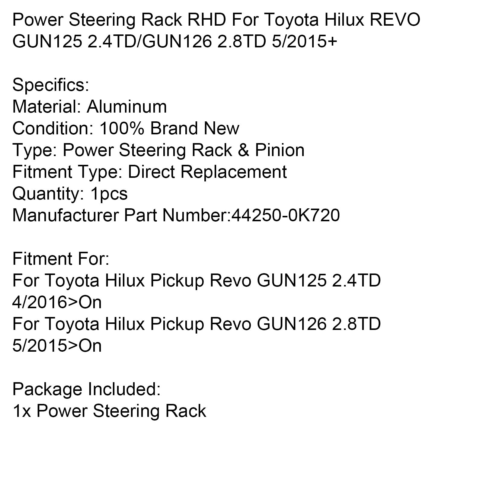 5/2015+ Toyota Hilux REVO GUN125 2.4TD/GUN126 2.8TD Power Steering Rack RHD