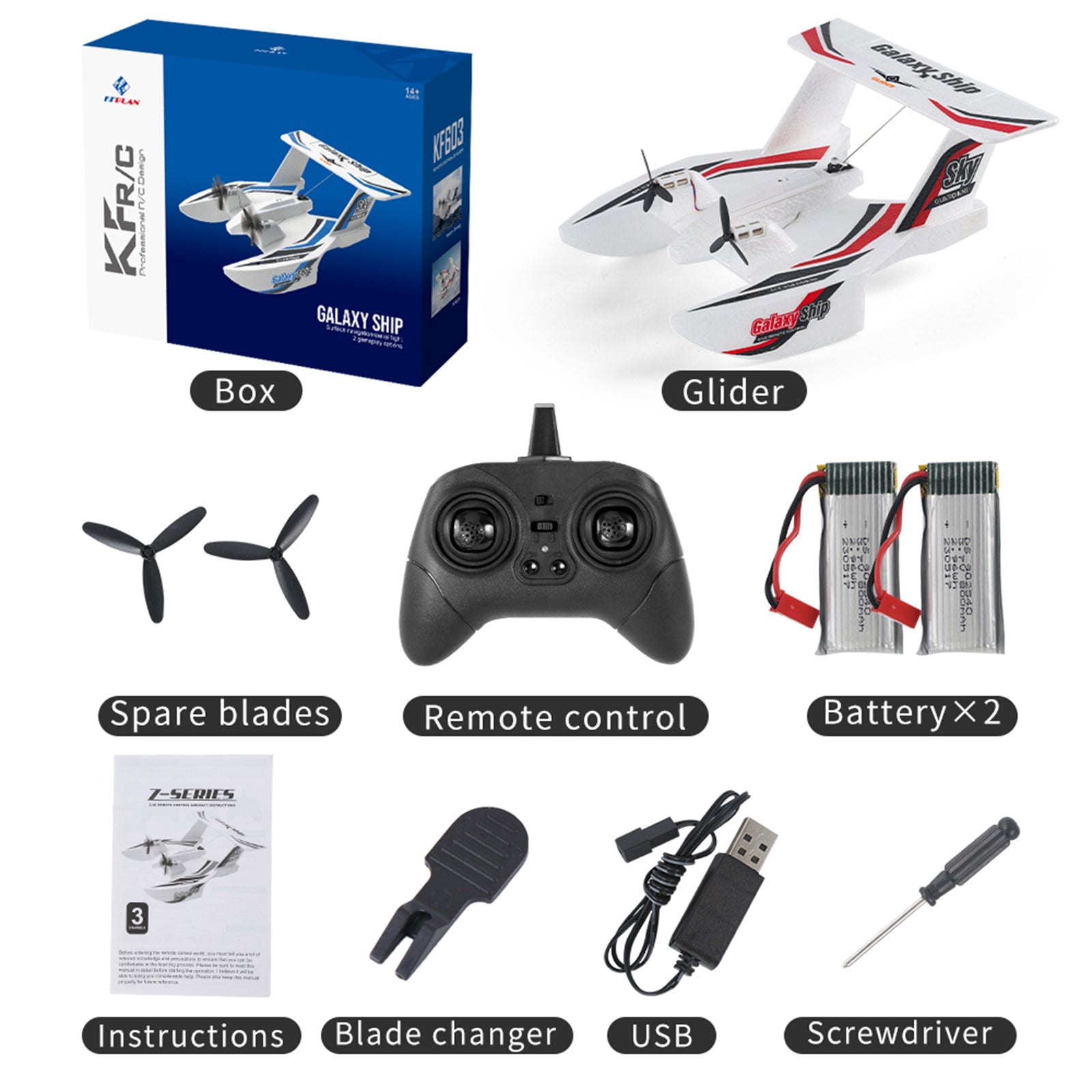 RC Plane For Water Land & Air Aircraft 3Ch Remote With 2 Batteries 2.4Ghz Red