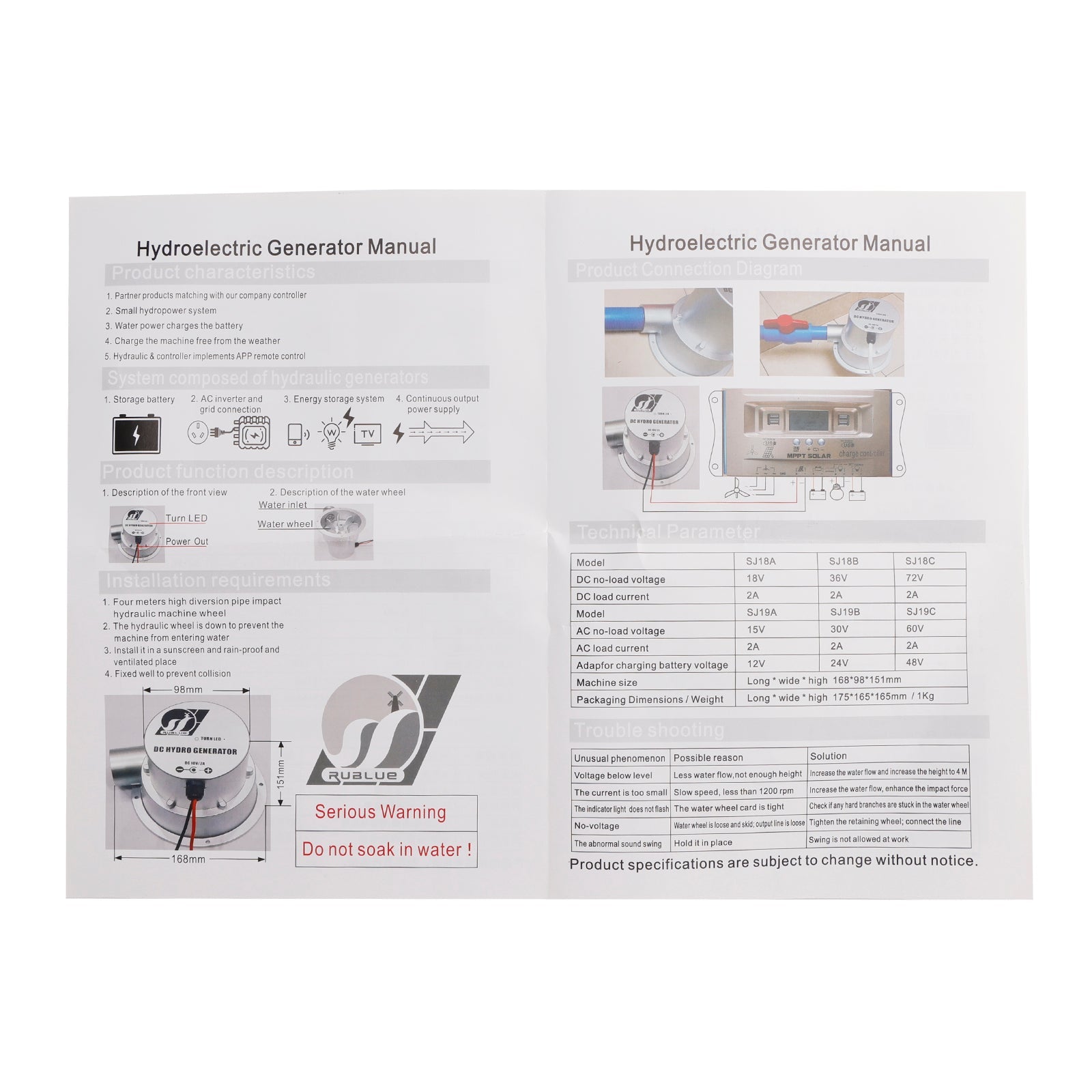 12V Small Hydroelectric Generator DC18V 36W/50W High Efficiency Brushless Motor