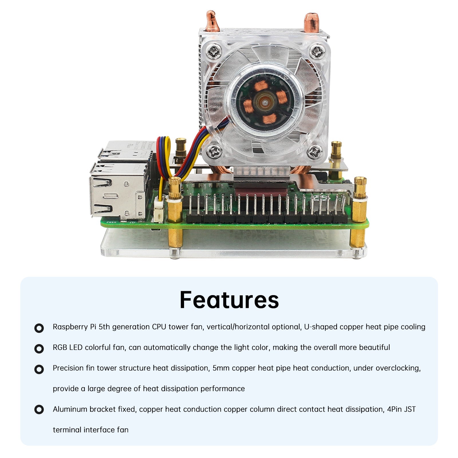 Raspberry Pi 5B Tower Fan Raspberry Ice Tower Radiator Pi5 ICE Cooling Radiator