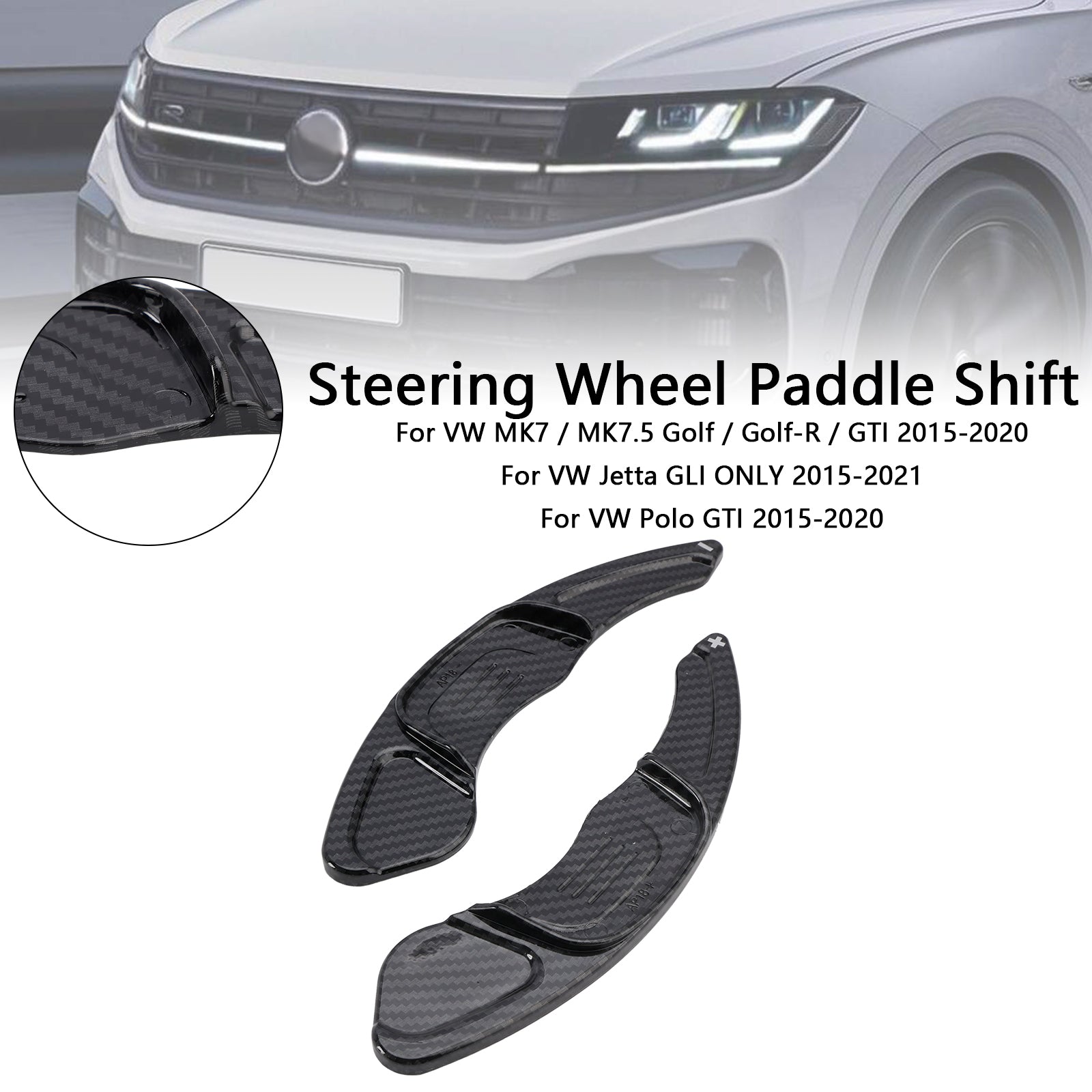 Carbon Look Steering Wheel Paddle Shifter Extension Covers Fit VW MK7 Golf