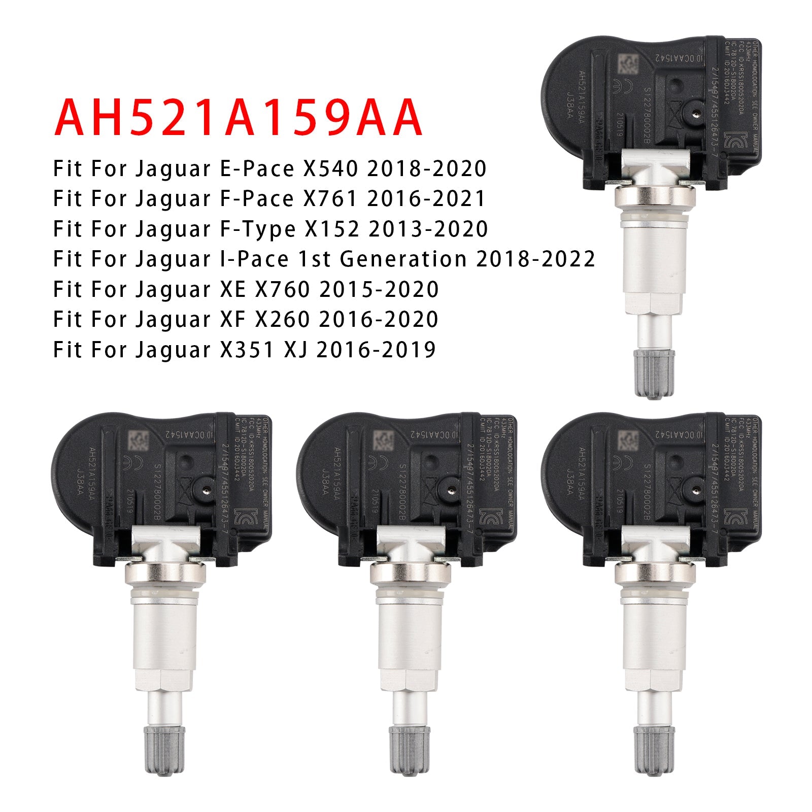4X TPMS Tire Pressure Sensor For Land Rover Jaguar AH521A159AA