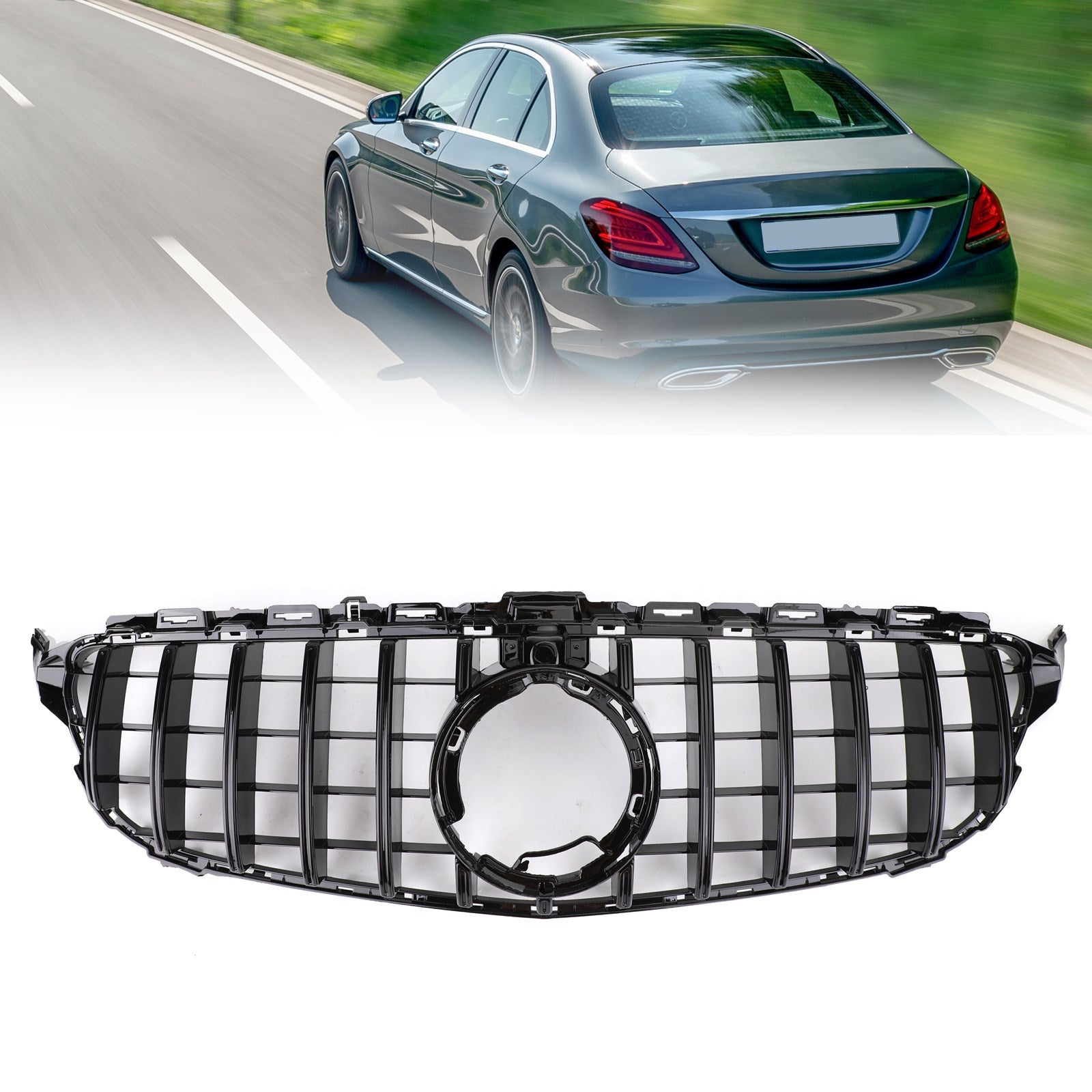 GTR Style Grill Grille W/Camera fit Mercedes-Benz W205 C205 A205 AMG 2019-2021