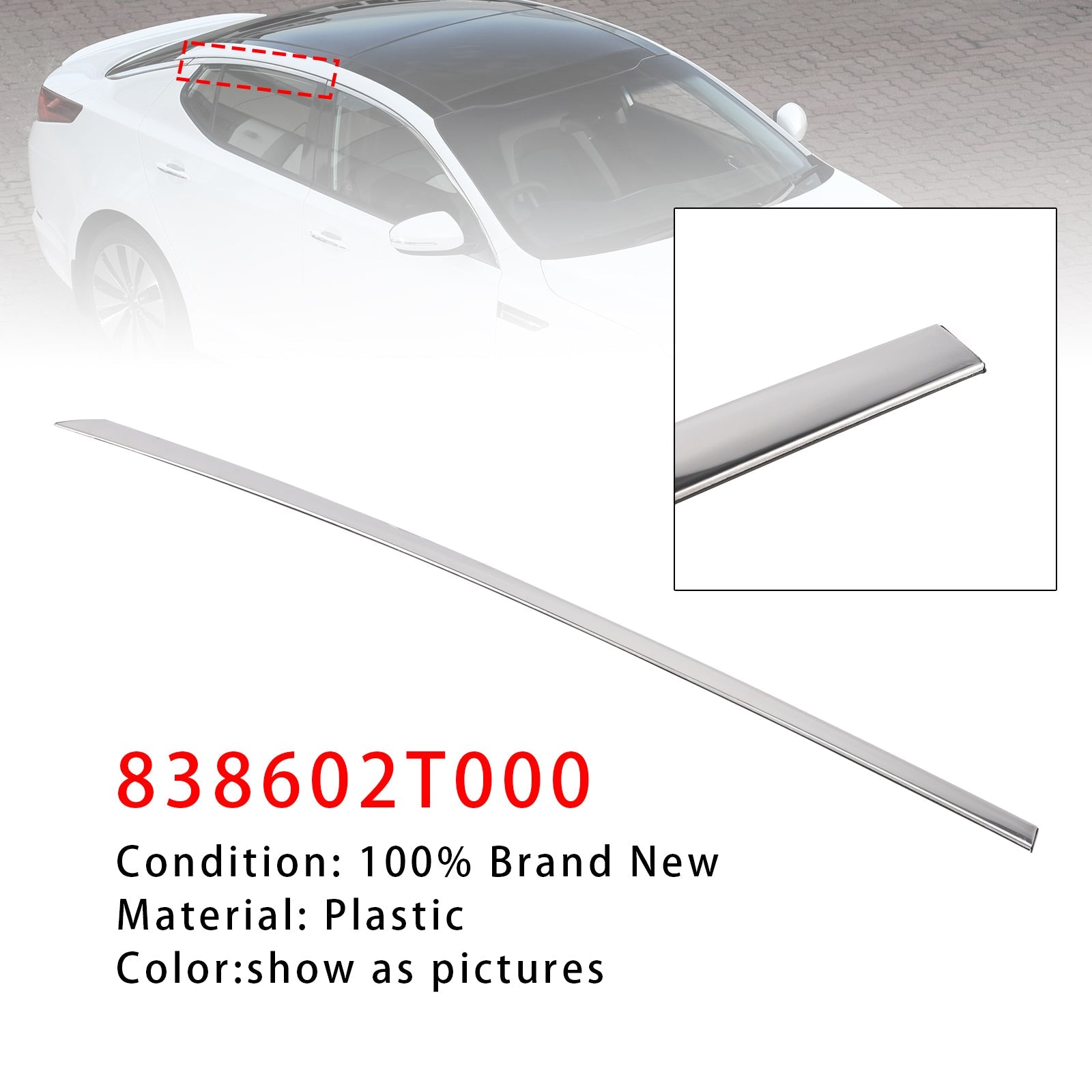 2011-2015 Kia Optima Right Side Upper Rear Door Panel Trim Molding Chrome