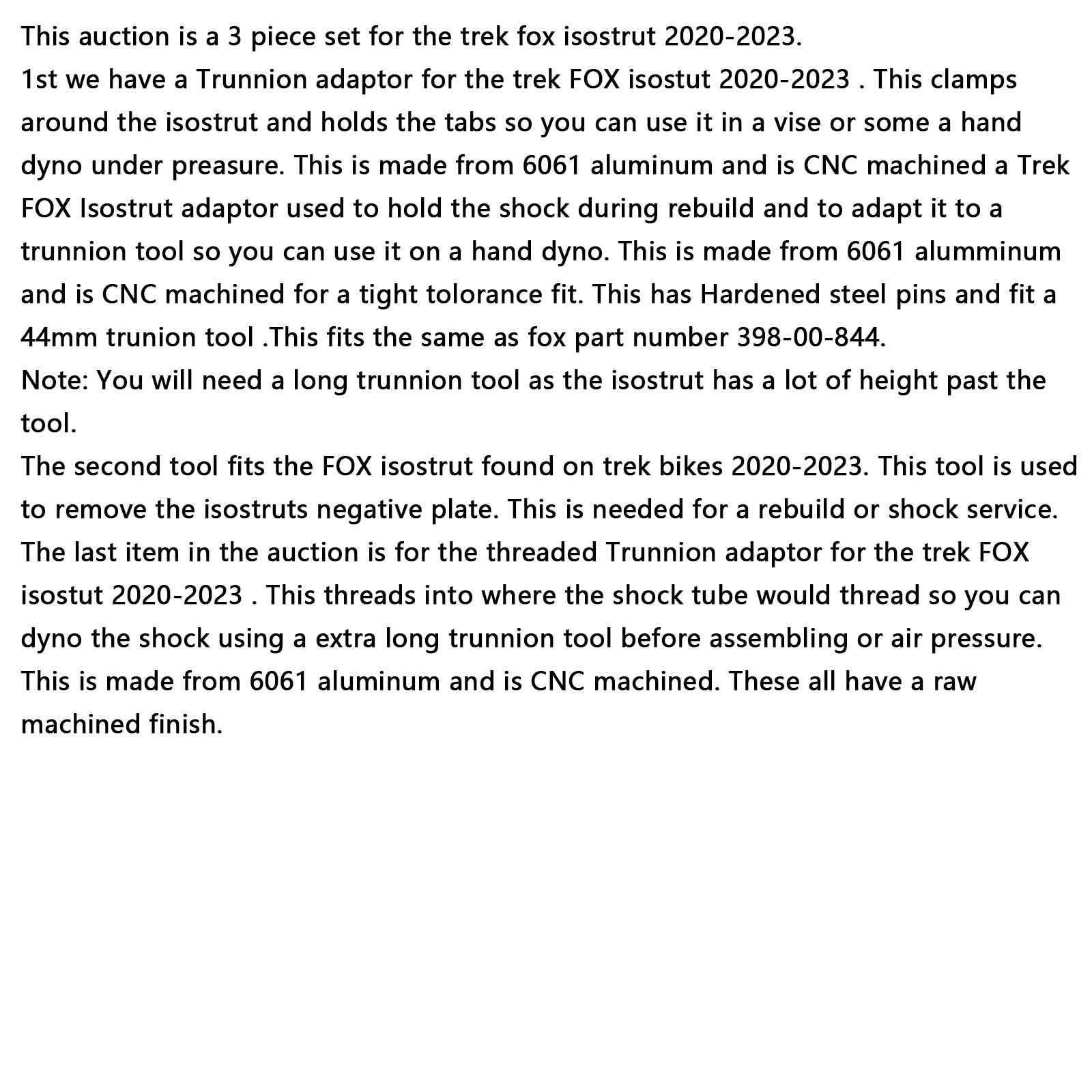 Tool kit- clone of Fox Trek Isostrut #803-01-436 Iso Strut service/rebuild set