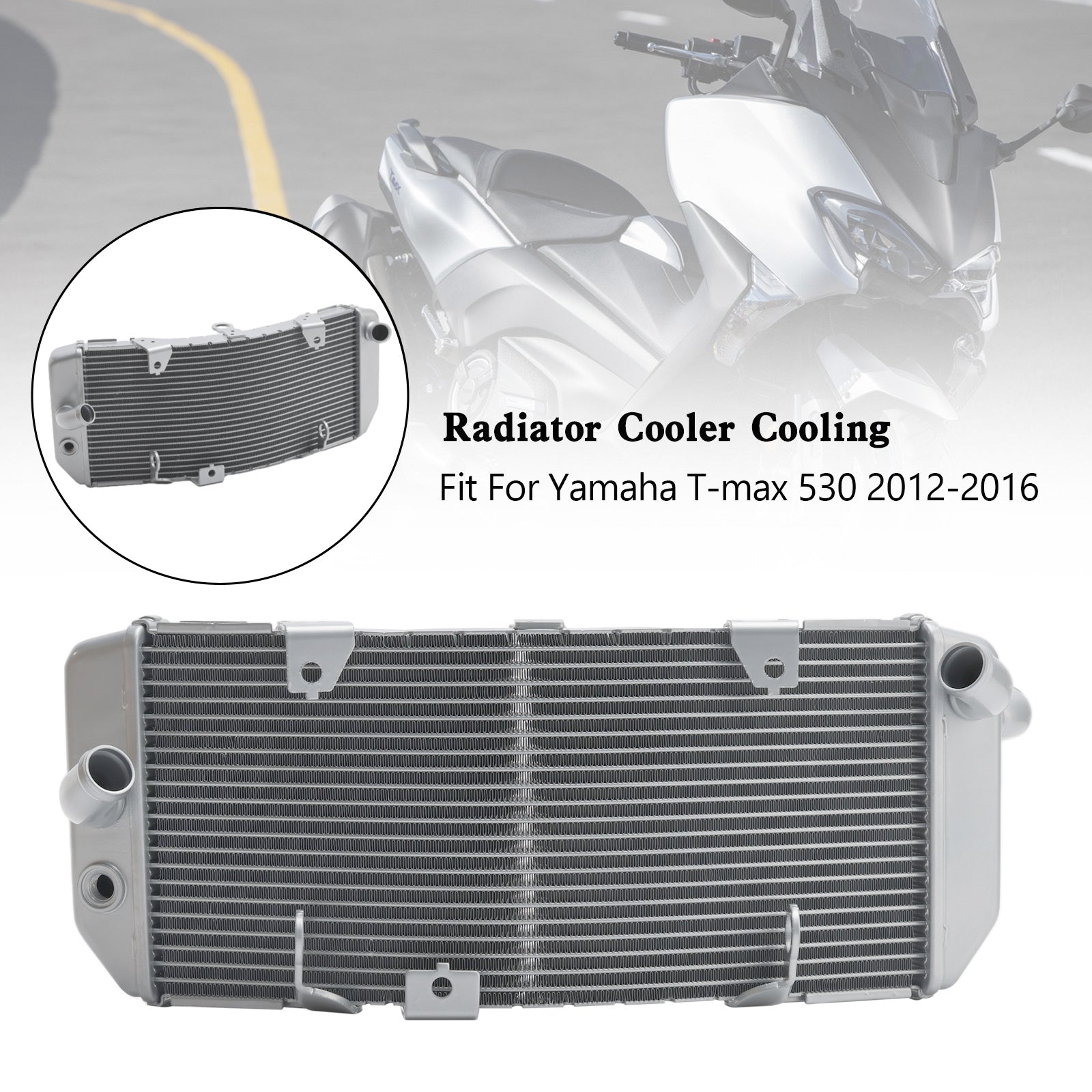 Aluminum Radiator Cooling Cooler For Yamaha TMAX530 T-max 530 2012-2016 Silver