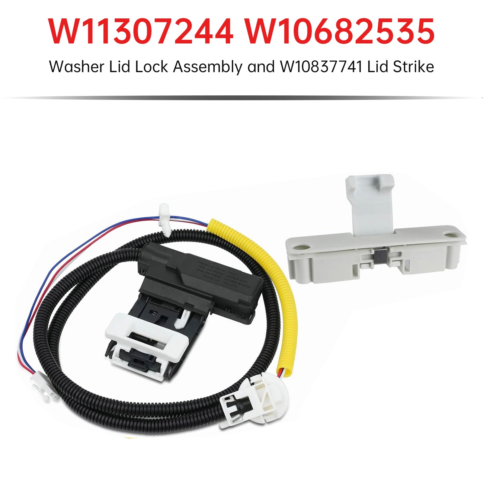 W11307244 W10682535 Washer Lid Lock Assembly and W10837741 Lid Strike for Maytag