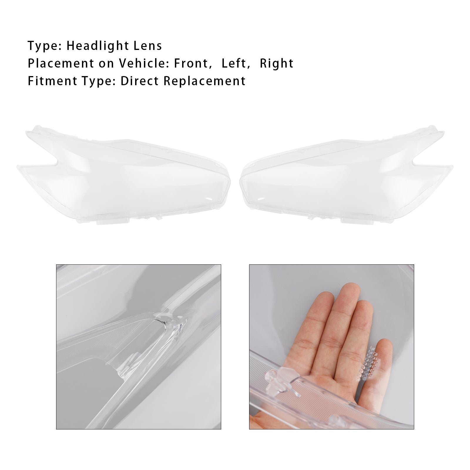 2015-2018 Nissan Murano Left+Right Front Headlight Clear Lens Cover