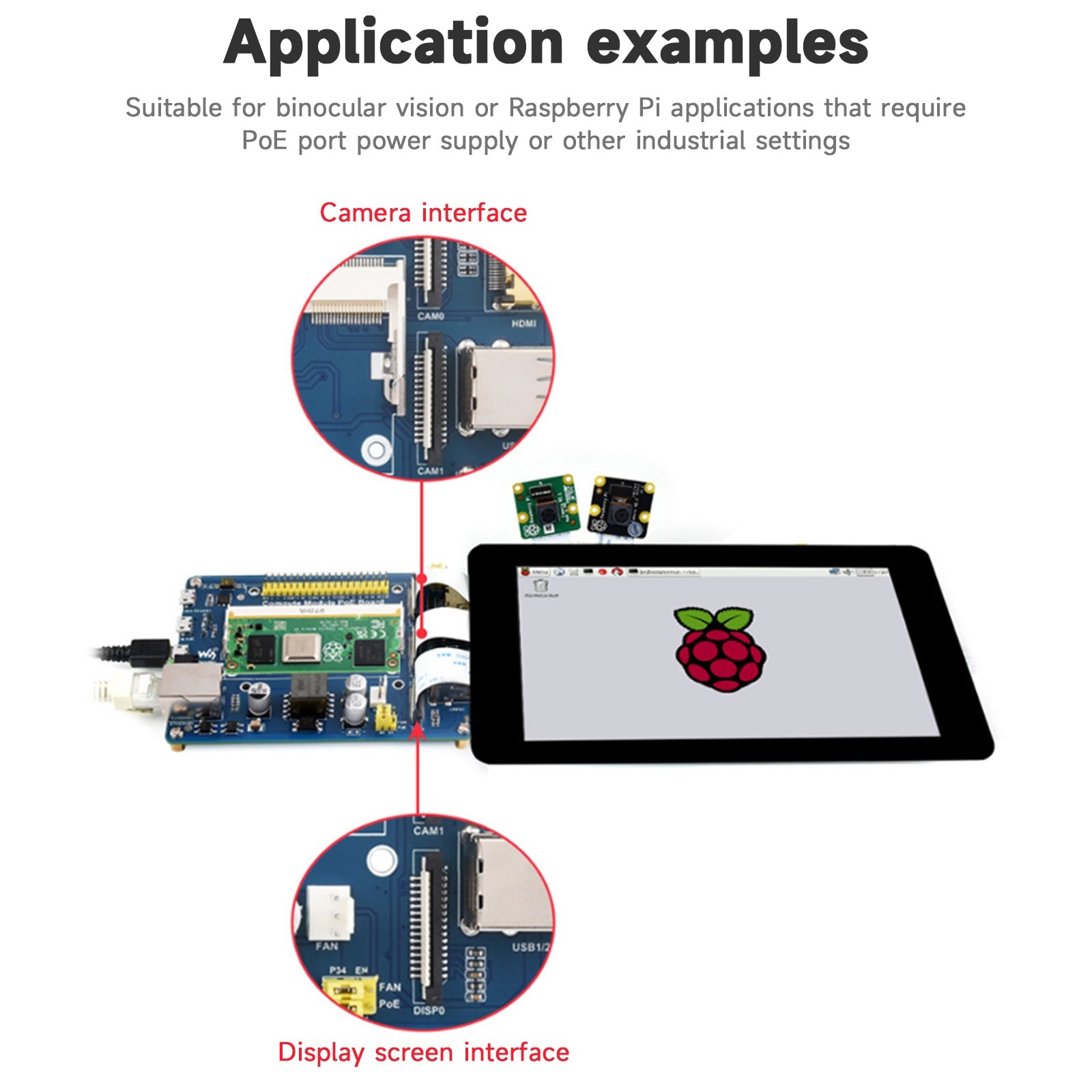 Raspberry Pi Compute Module Expansion Board CM4S/CM3/3+/3+Lite POE Power Supply