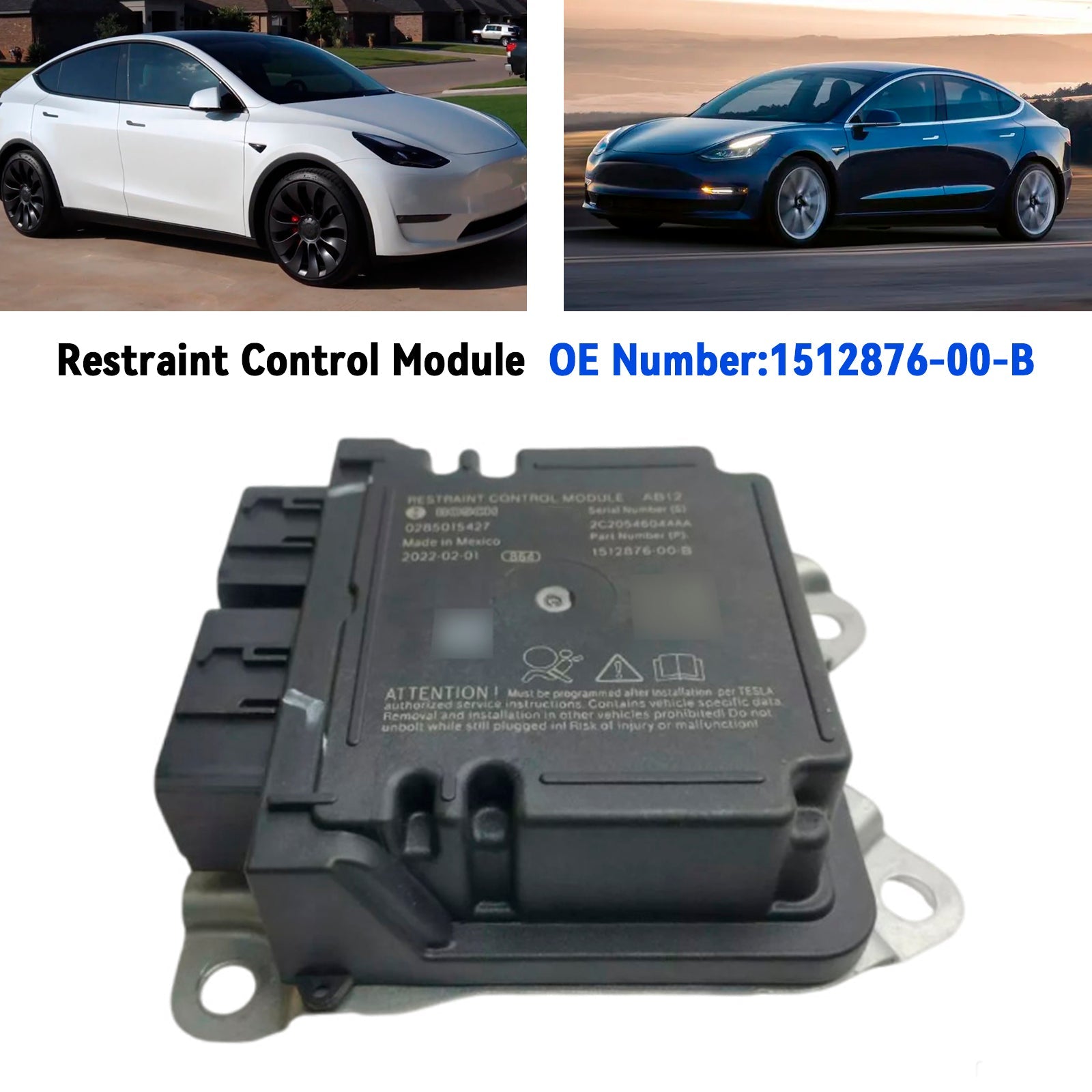 2017-2022 Tesla Model Y Restraint Control Module 1512876-00-B