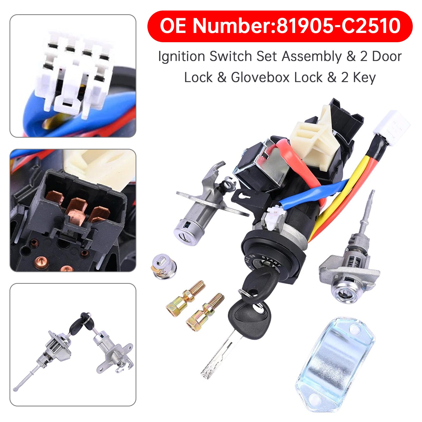 2015-2019 Hyundai Sonata Ignition Lock Start Barrel Set Assembly 81905C2510