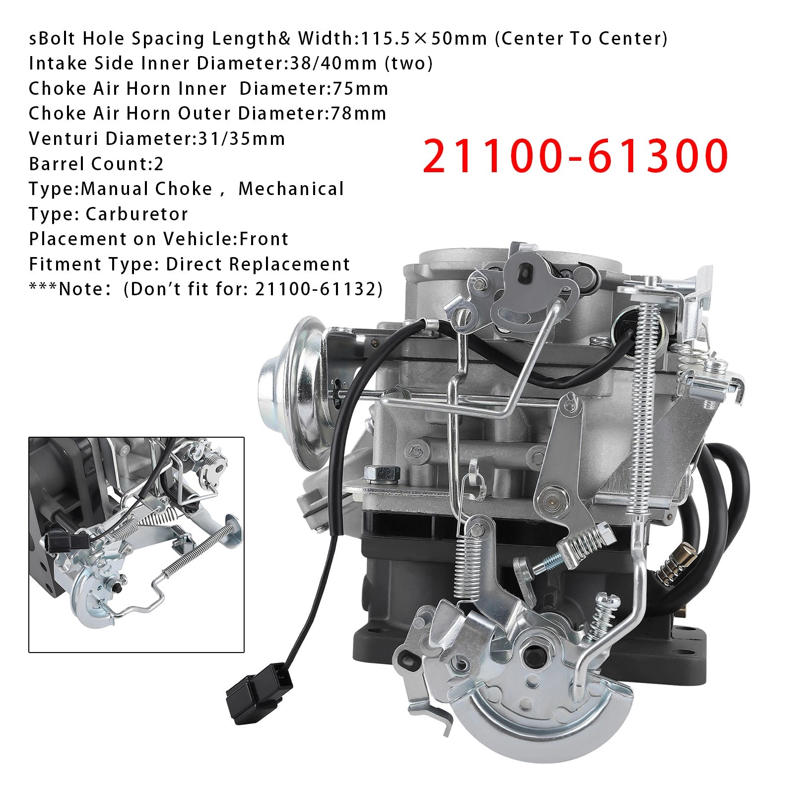 1984-1992 Toyota 3F Land Cruiser FJ62 FJ70 FJ73 Carburetor Carb 21100-61300