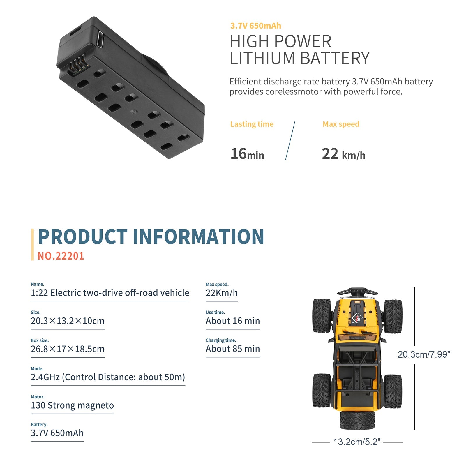 Wltoys 22201 1/22 Crawler 22km/h Brushed 2.4GHz Crawler 2WD Remote Control Car