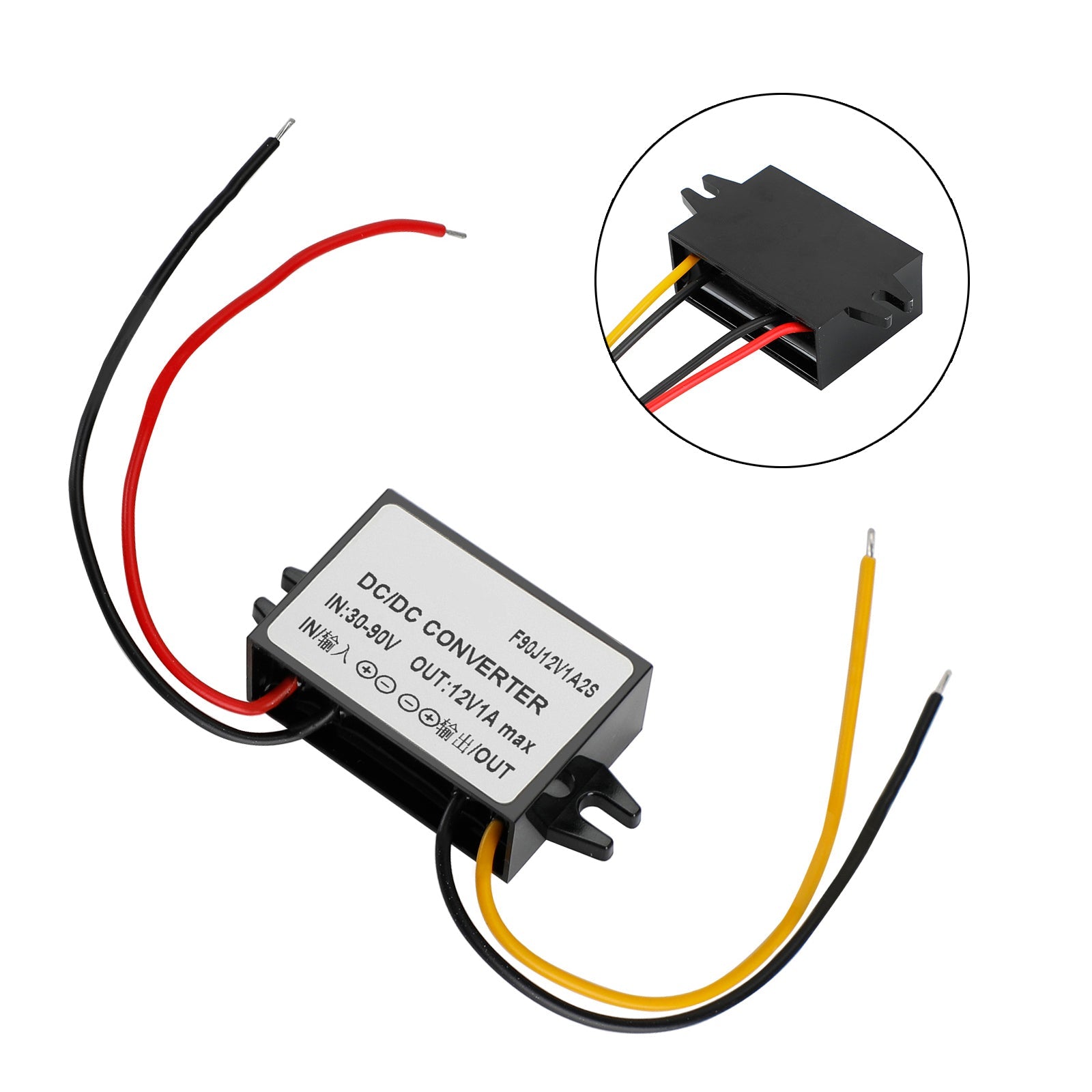 1A Waterproof DC/DC Converter Power Supply Regulator 30-90V Step Down To 12V