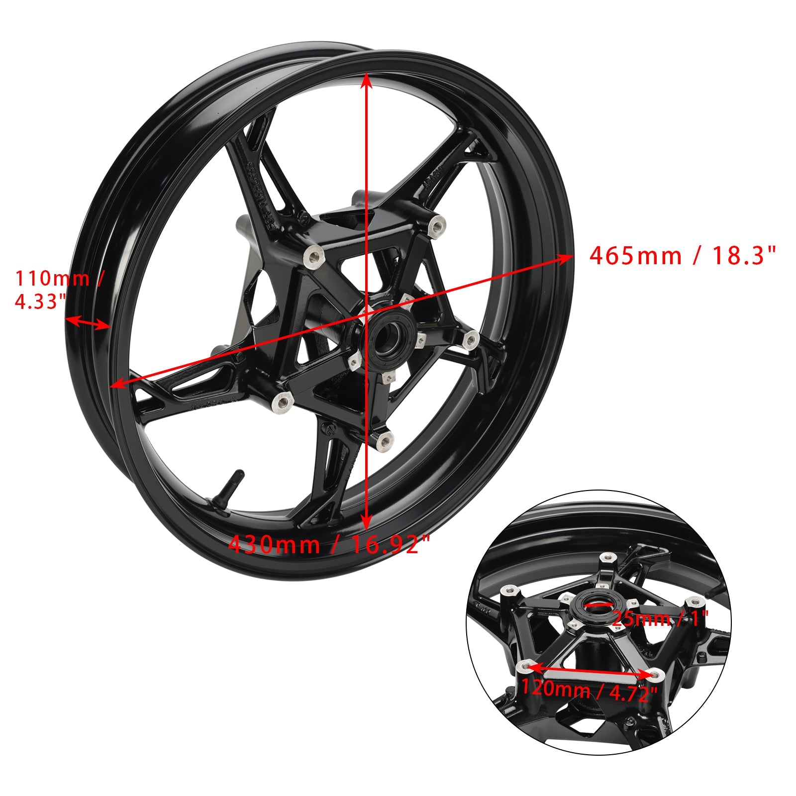 Llanta de rueda delantera negra para BMW S1000R K63 / S1000RR K67 / S1000XR K69 2019-2023