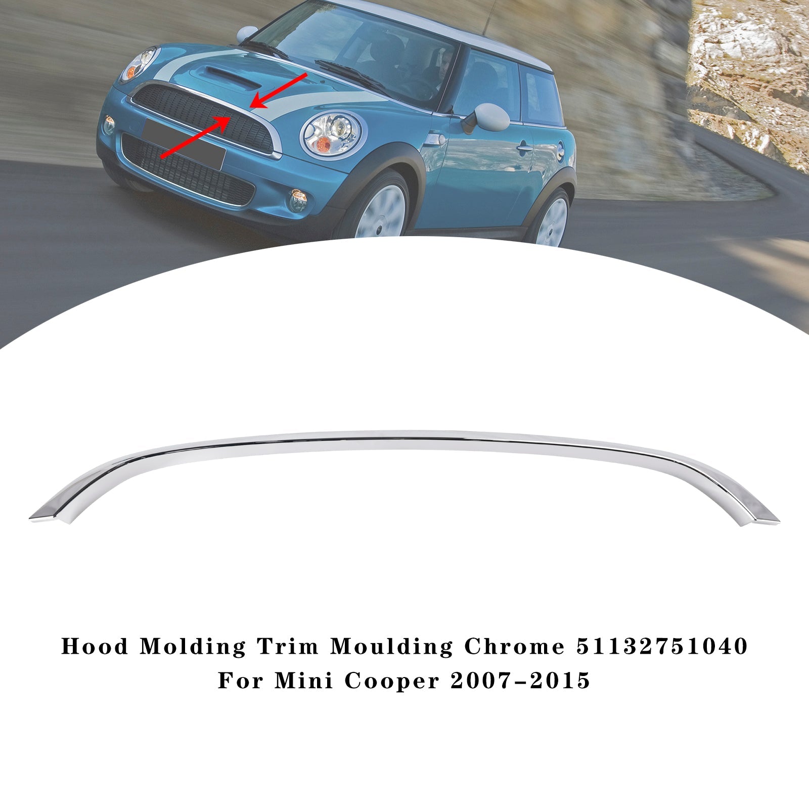 Hood Molding Trim Moulding Chrome 51132751040 For Mini Cooper 2007-2015