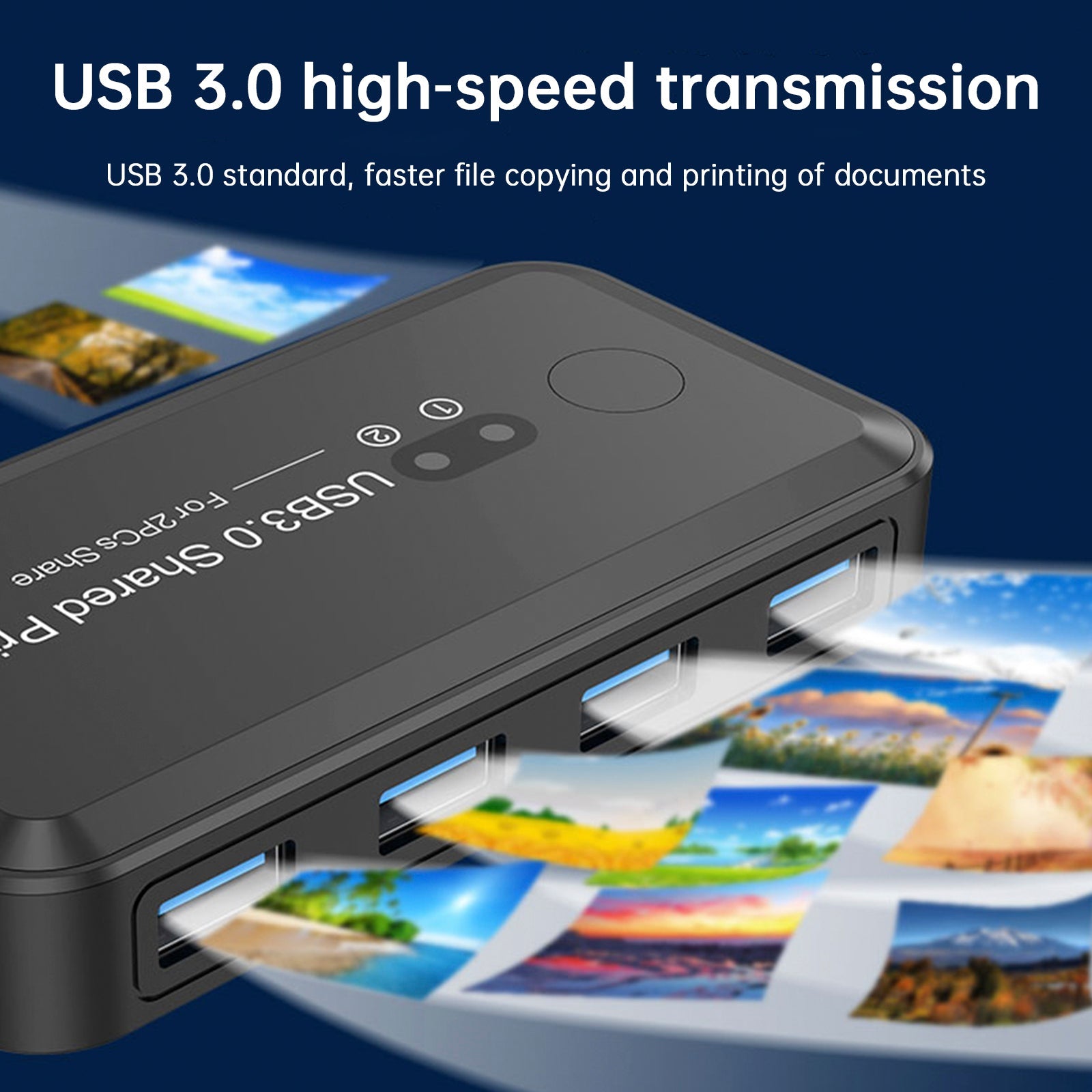 USB3.0 Switcher 2-Input 4-Output Printer Sharing Device Dual Computers Share