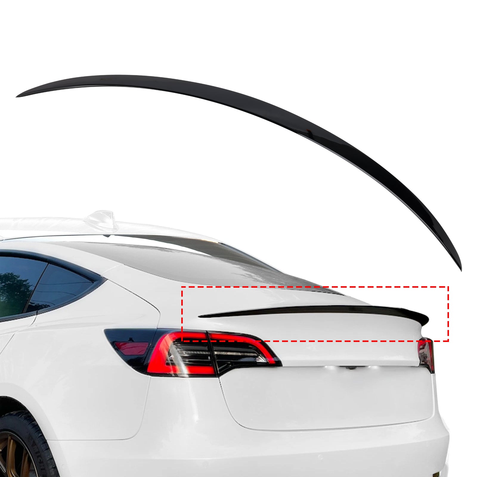 Gloss Black Rear Boot Spoiler For Tesla Model 3 17-23 Original Factory Style