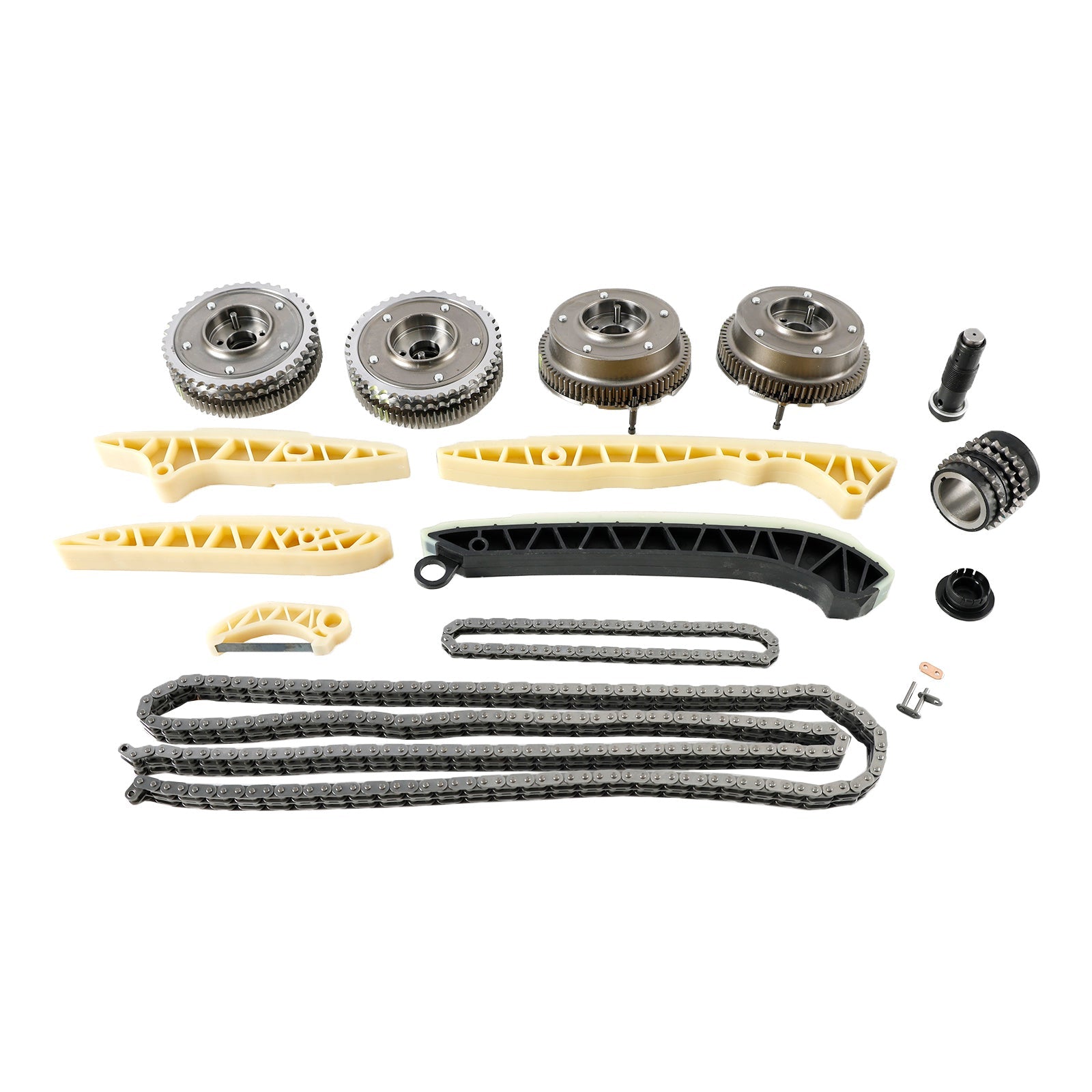 2010-2011 Mercedes ML350 R350 4Matic / 2011 Mercedes E350 (4Matic Base) Timing Chain Kit + 4?? Camshaft Adjusters