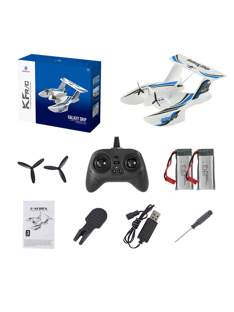 RC Plane For Water Land & Air Aircraft 3Ch Remote With 2 Batteries 2.4Ghz Blue