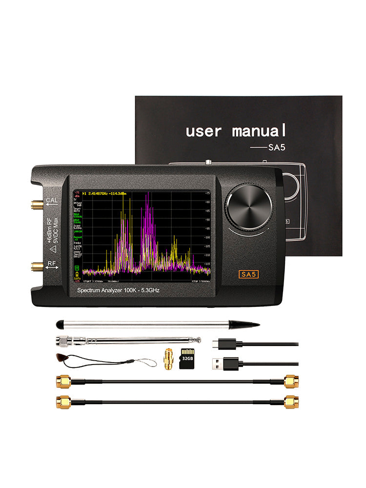 4" IPS LCD SA5 Multifunctionl Spectrum Analyzer 100k-5.3GHz Signal Generator