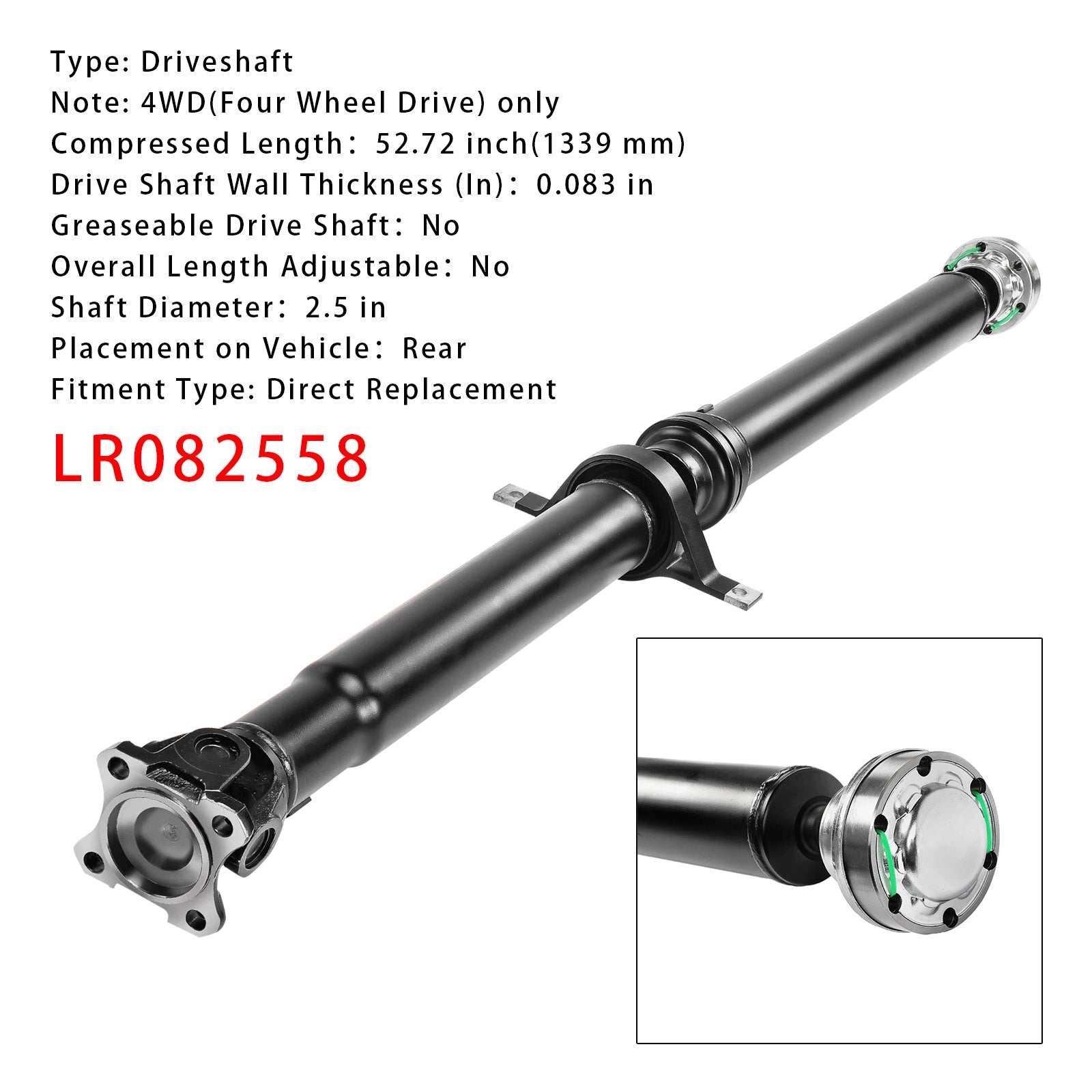 2017-2019 Land Rover Range Rover Sport V6 3.0L Rear Side 4WD Rear Drive Shaft Assembly LR082558