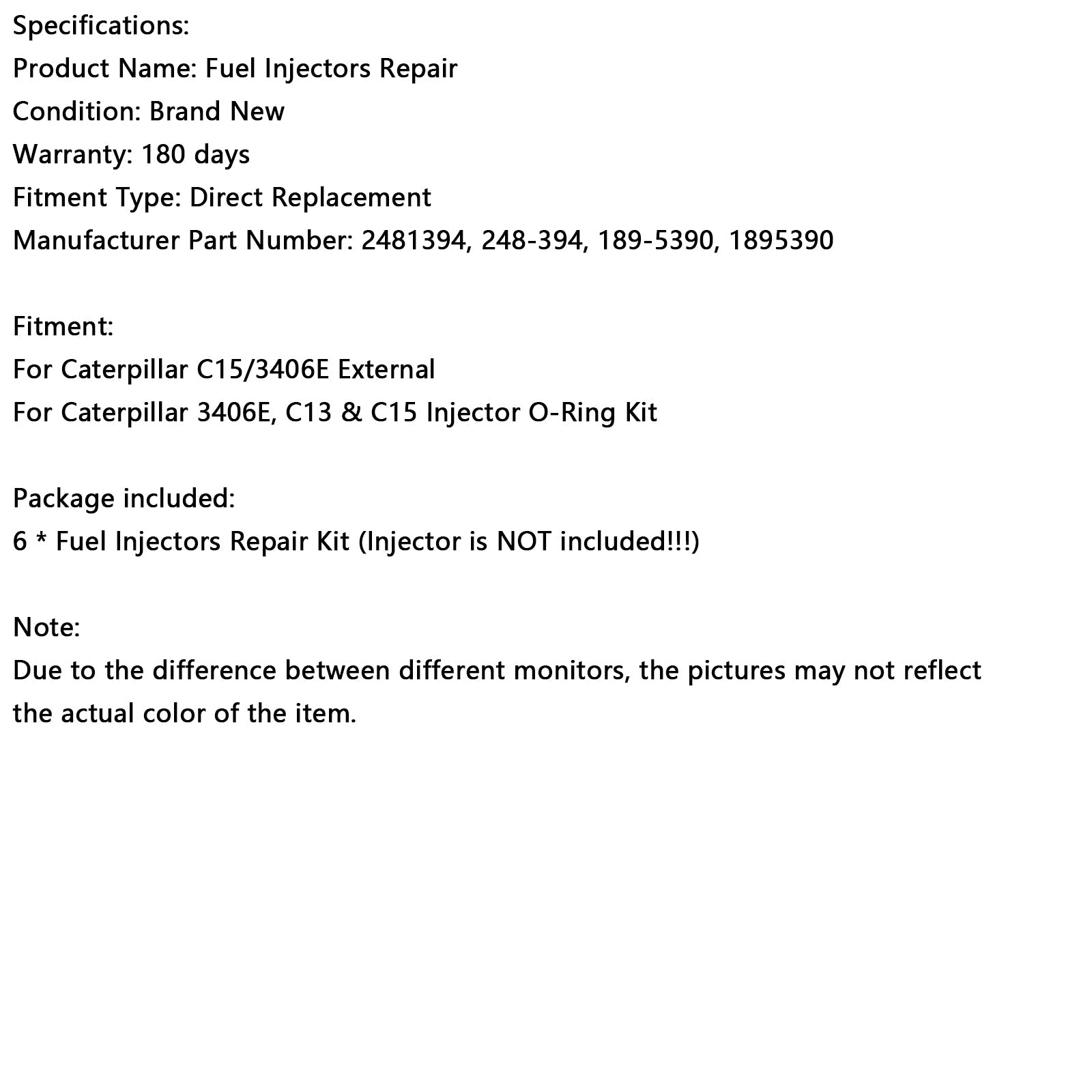 6PCS Fuel Injectors Seal O-Ring Kit Fit Caterpillar Fit CAT C15/3406E External