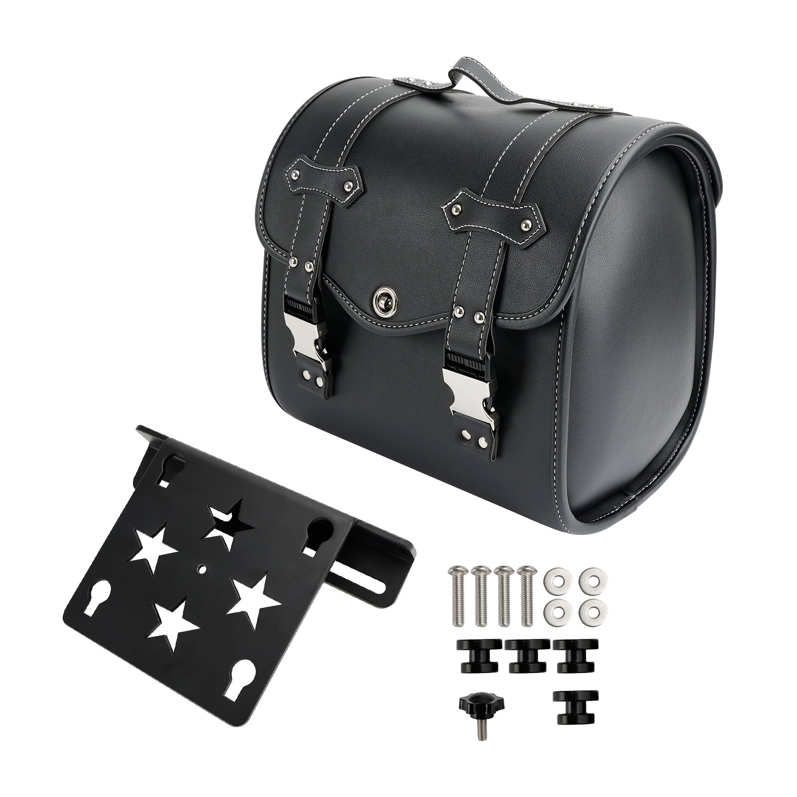 Saddlebag & Brcket Kit Side Storage Universal Quick Release Black For Motor