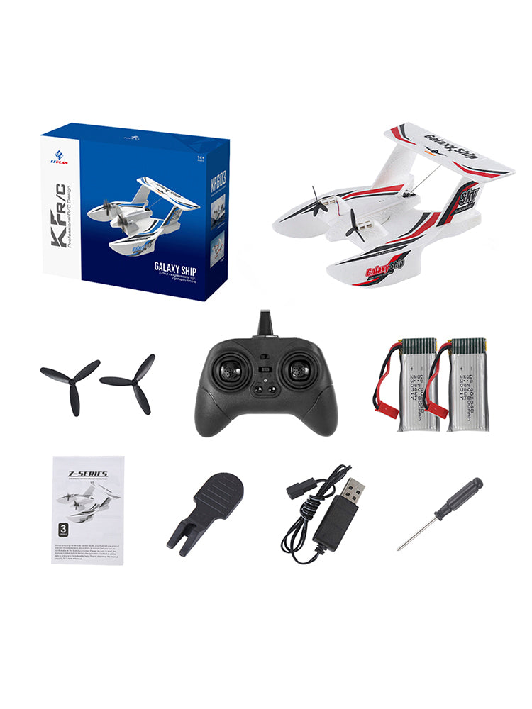 RC Plane For Water Land & Air Aircraft 3Ch Remote With 2 Batteries 2.4Ghz Red