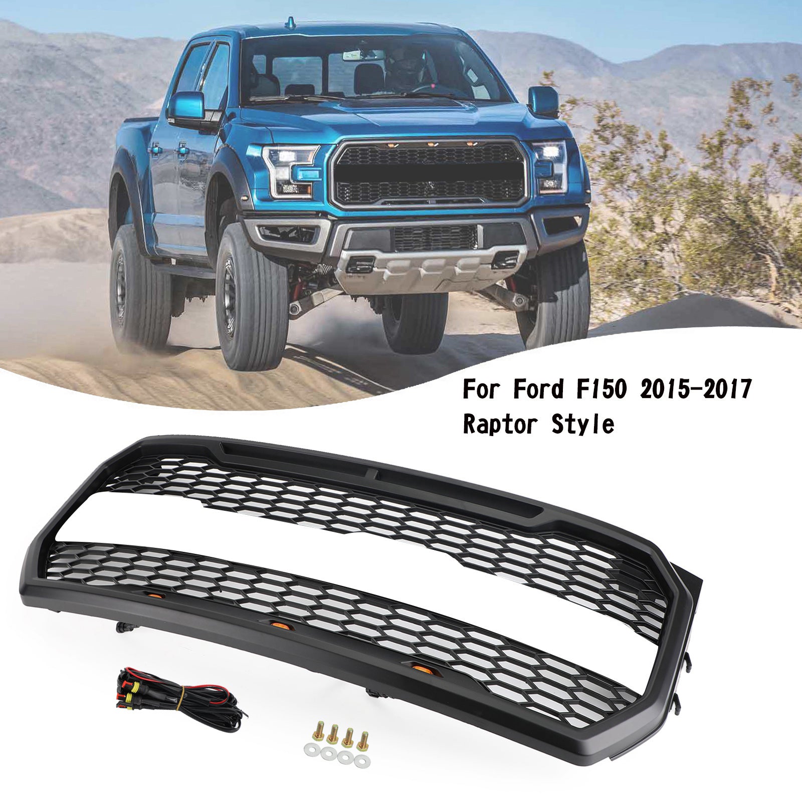 استبدال ABS المصد الأمامي مصبغة شواء ث/LED صالح فورد F150 2015-2017 رابتور