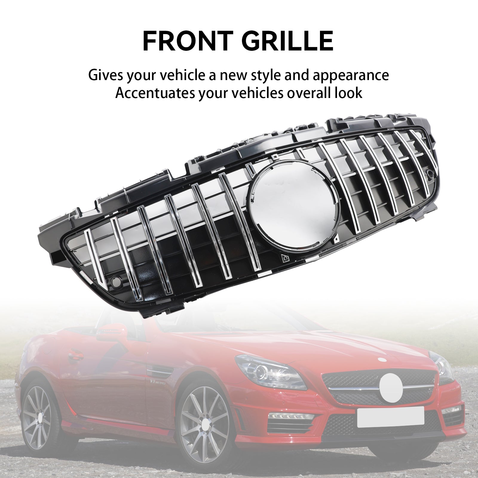 Chrome Front Radiator Grill Grille Fit Mercedes SLK-Class R172 SLK55 2011-2016