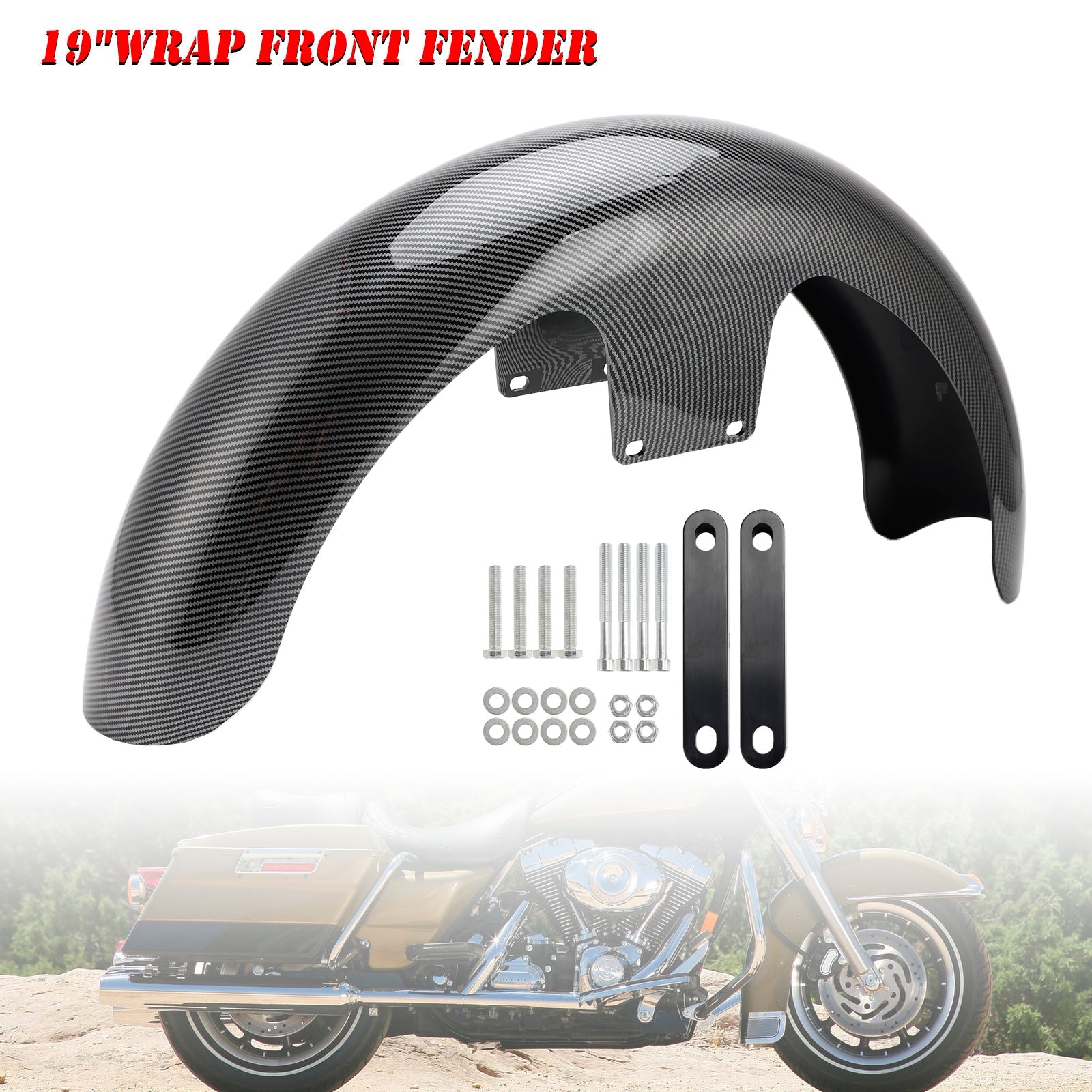 19" Wrap Front Fender ABS For Touring Electra Street Road Glide Baggers FLHT FLHR