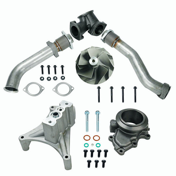 Exhaust Bellowed Up-Pipe Kit & EBPV for Ford 7.3L Powerstroke Diesel 1999.5-2003