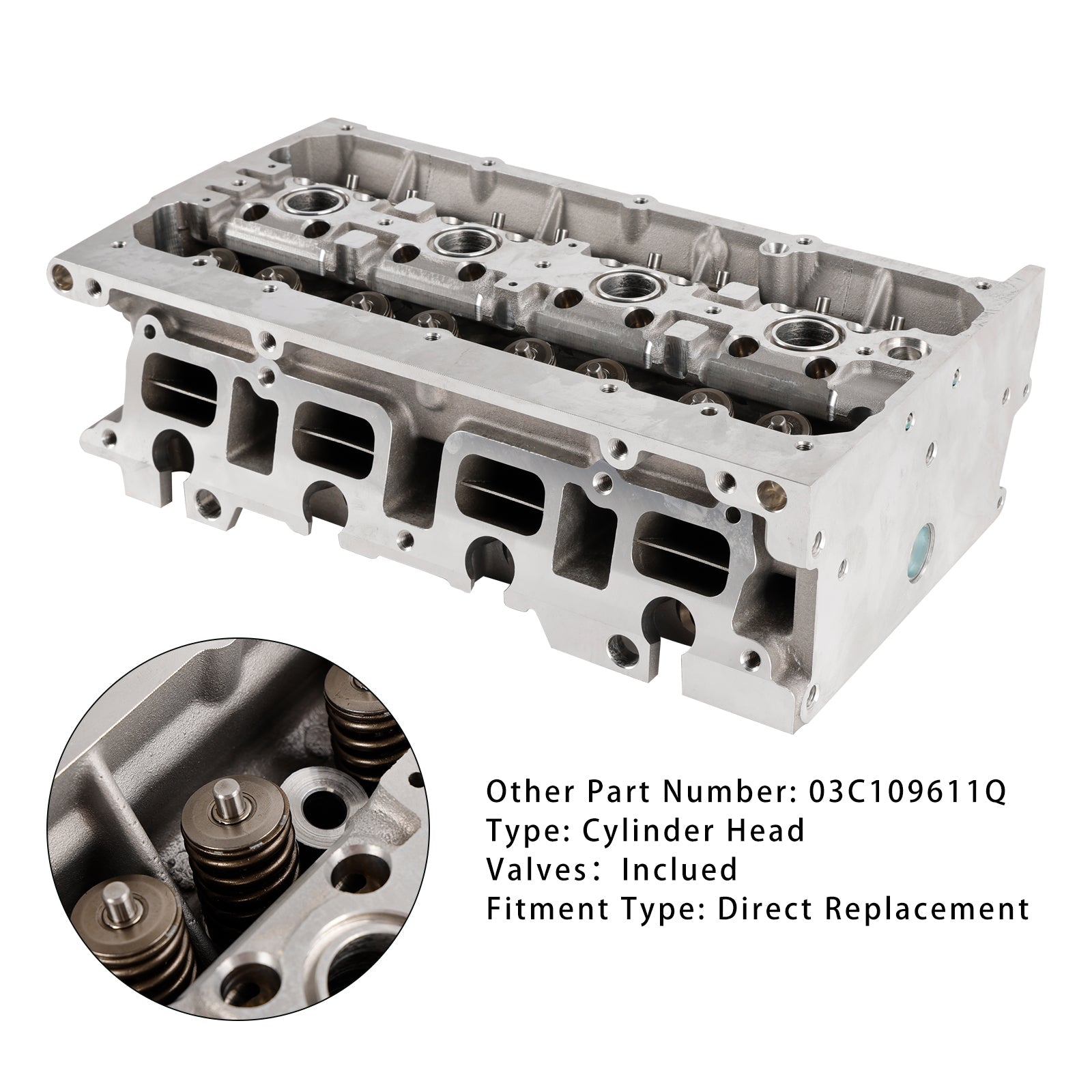 2008-2016 VW Tiguan 1.4 TSI CAXA 90kw (122ps) / BWK CAVA CTHA 110kw (150ps) Cylinder Head with Valves 03C109611Q