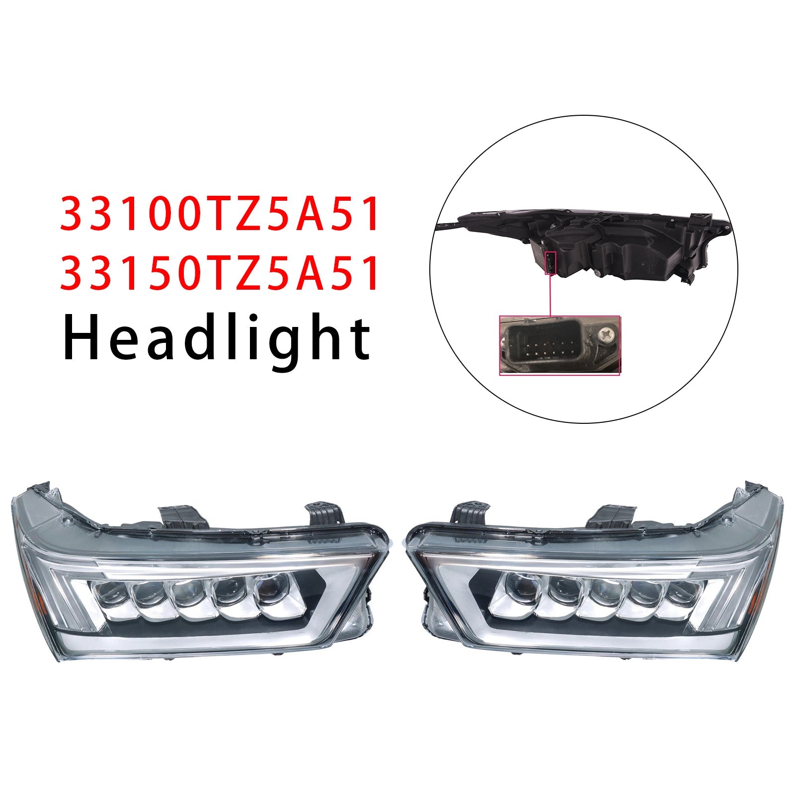 Front Left+Right LED Headlight For Acura MDX 2017-2020