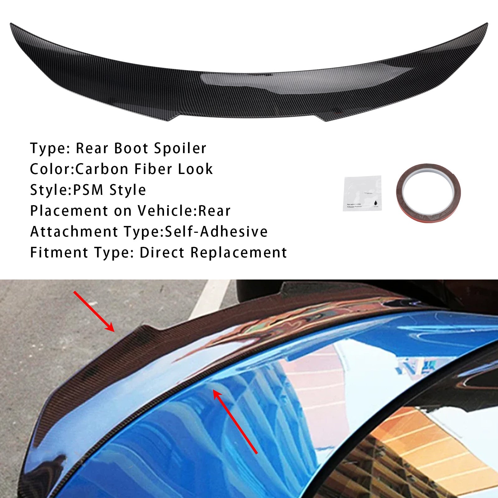 Carbon Fiber Look Rear Boot Spoiler For BMW 4 Series F36 4DR Coupe PSM Style