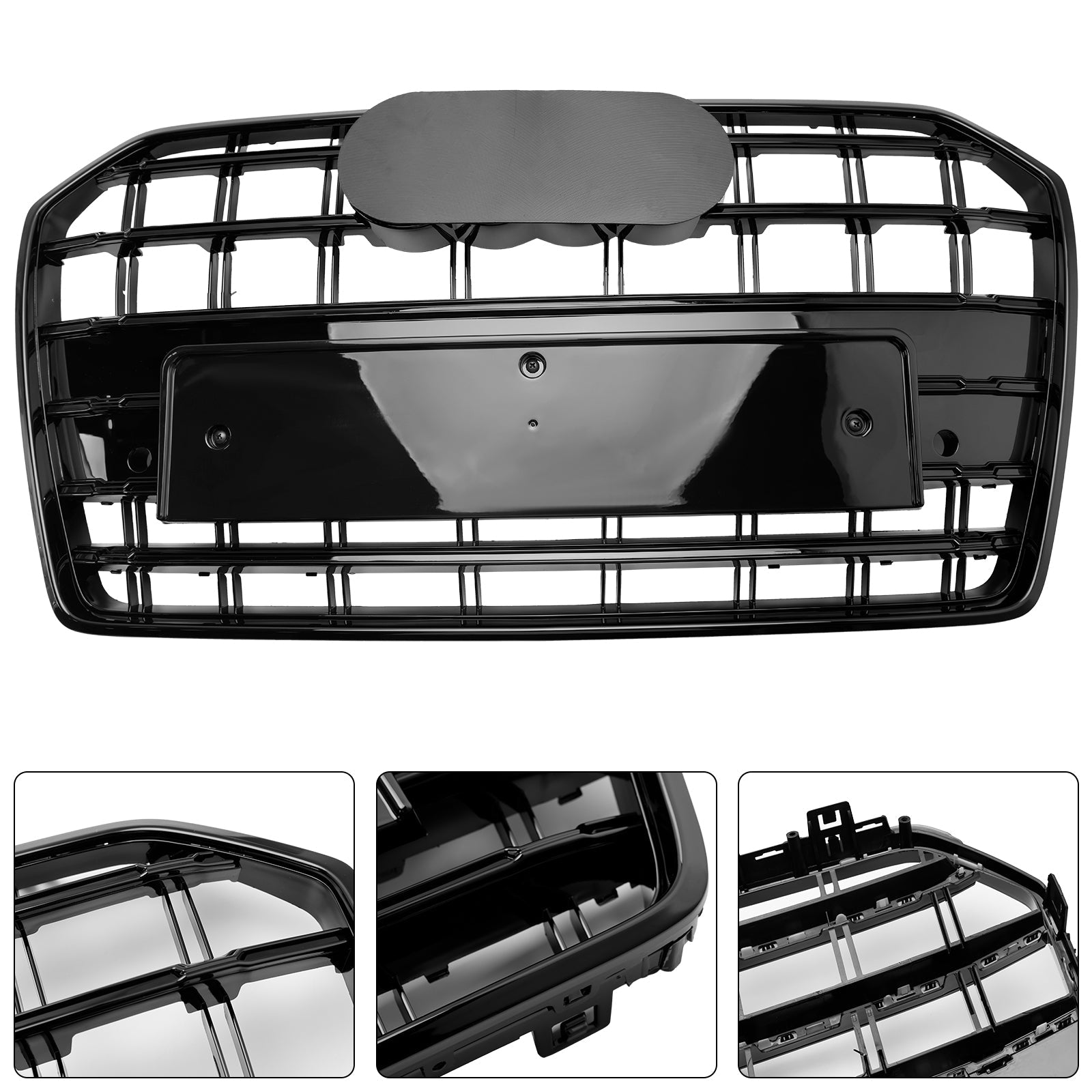 S6 Style Front Bumper Grille Grill Fit Audi A6 S6 C7 2016-2018 Black