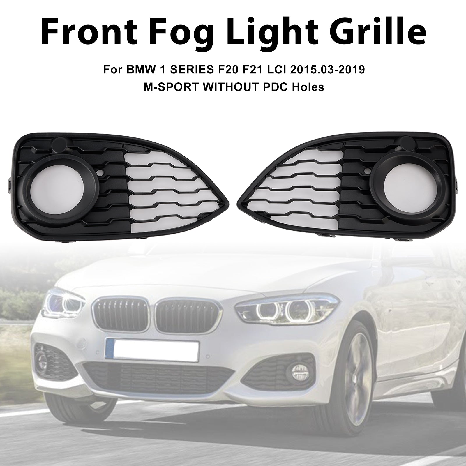 2015-2019 BMW 1 Series F20 F21 LCI M-Sport 2PCS Fog Light Cover Grille