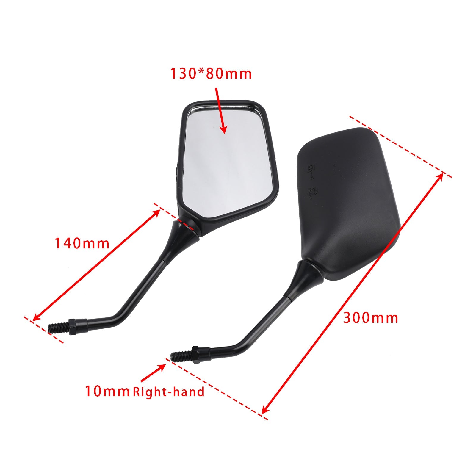 Pair Black Mirrors M10 Rearview Mirrors For Kawasaki KLR250 KLR600 KLR650