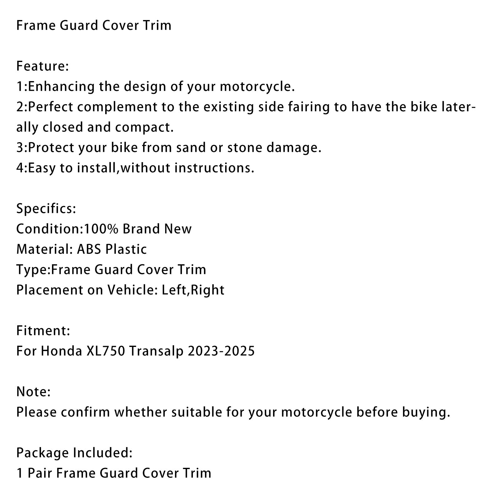 2023-2025 Honda XL750 Transalp Frame Guard Side Protection Cover Fairing