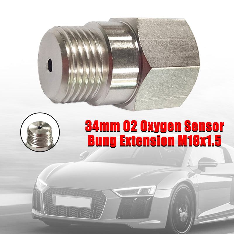 34mm O2 Oxygen Sensor Test Pipe Extension Extender Adapter Spacer M18x1.5 Bung