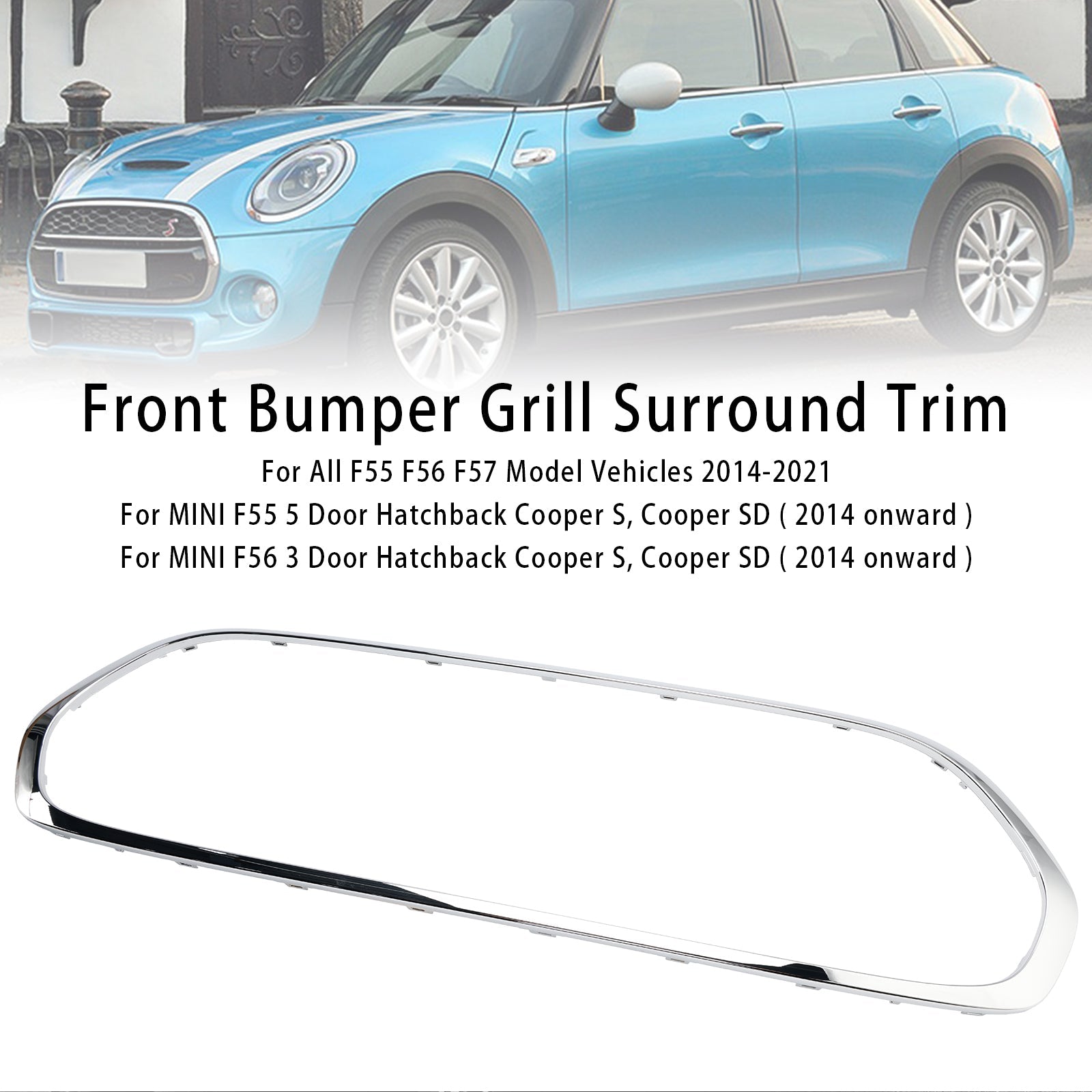 Front Grille Grill Surround 51137449207 Fit Mini Cooper F55 F56 F57 2014-2021