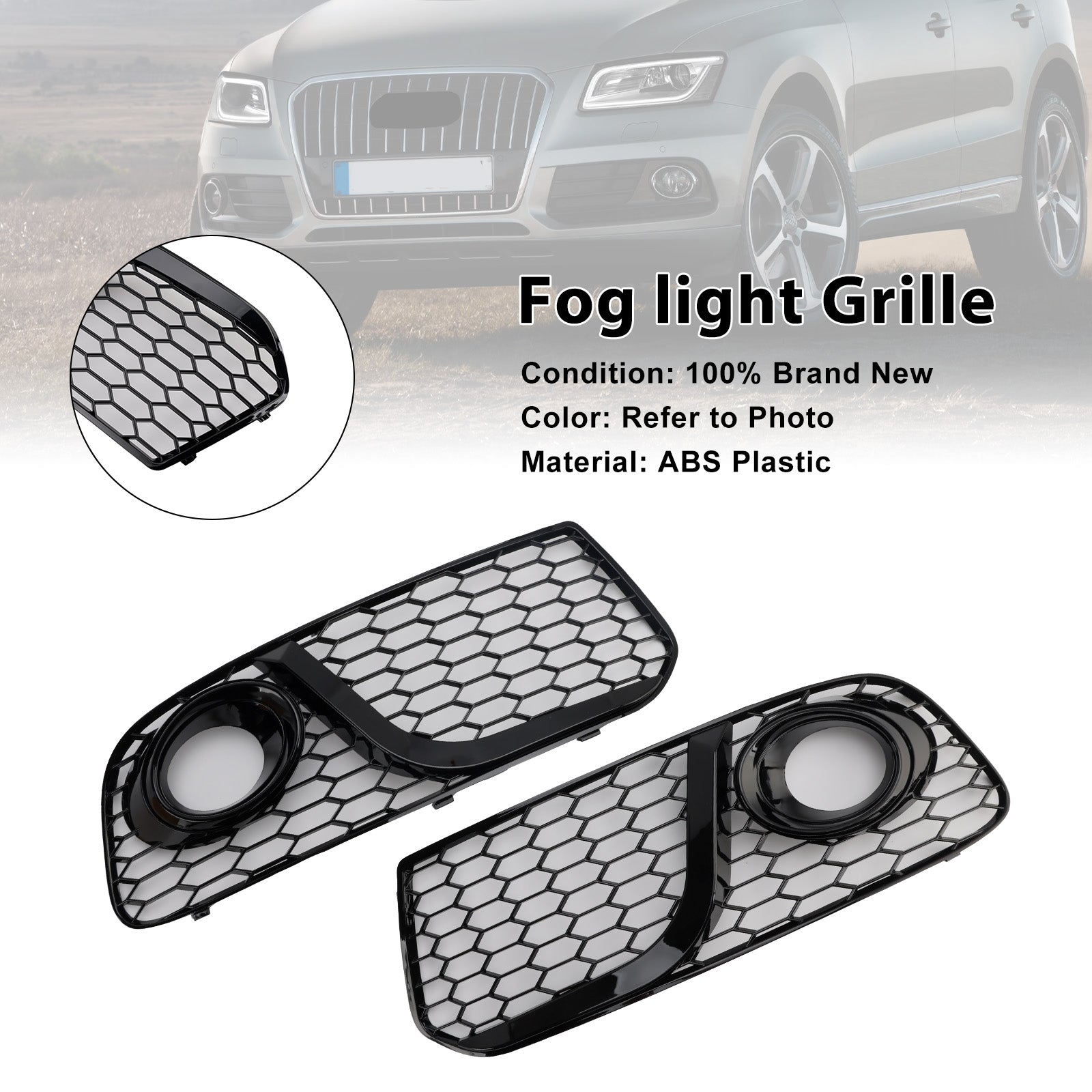 2013-2017 Audi Q5  Black Front Bumper Fog Light Grille Grill 8R0807681M