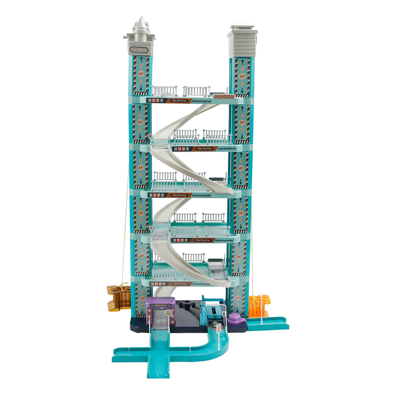 Intelligent Electric Hand Rank City Six Floor Track Parking Lot Toy With 2 Cars