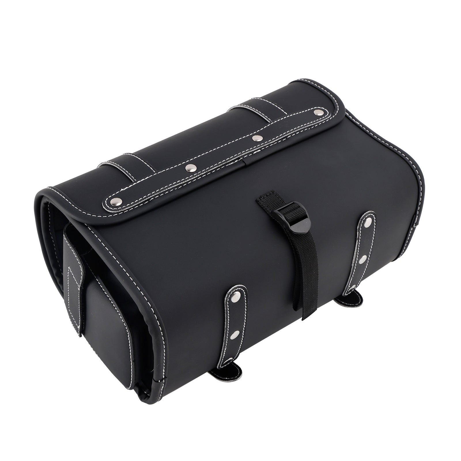 Universal Saddlebag Side Storage Bag Pannier Luggage Pu For Motorcycle Black