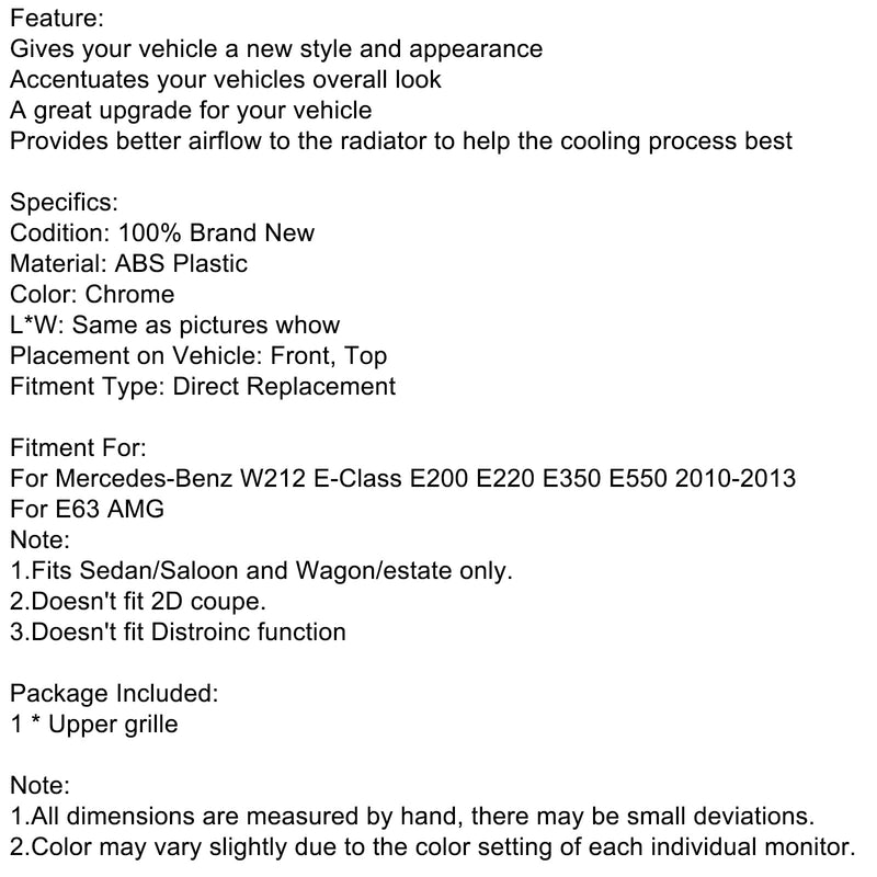 شبكة أمامية ماسية تناسب مرسيدس بنز W212 E Class E350 E550 2010-2013