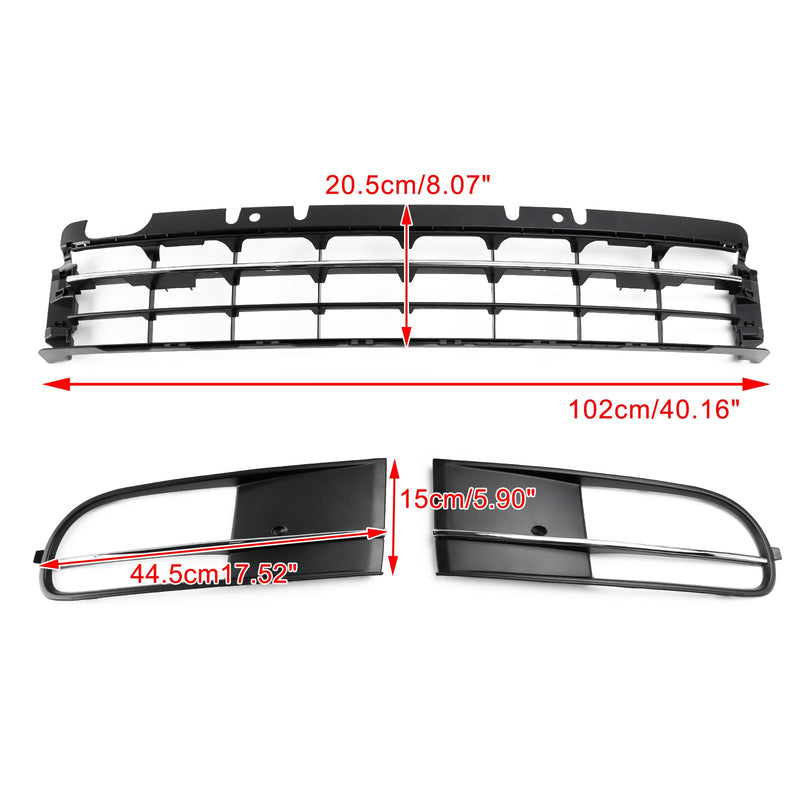VW Beetle 2012-2016 W/ Chrome Front Bumper Lower Grille + Fog Light Grill