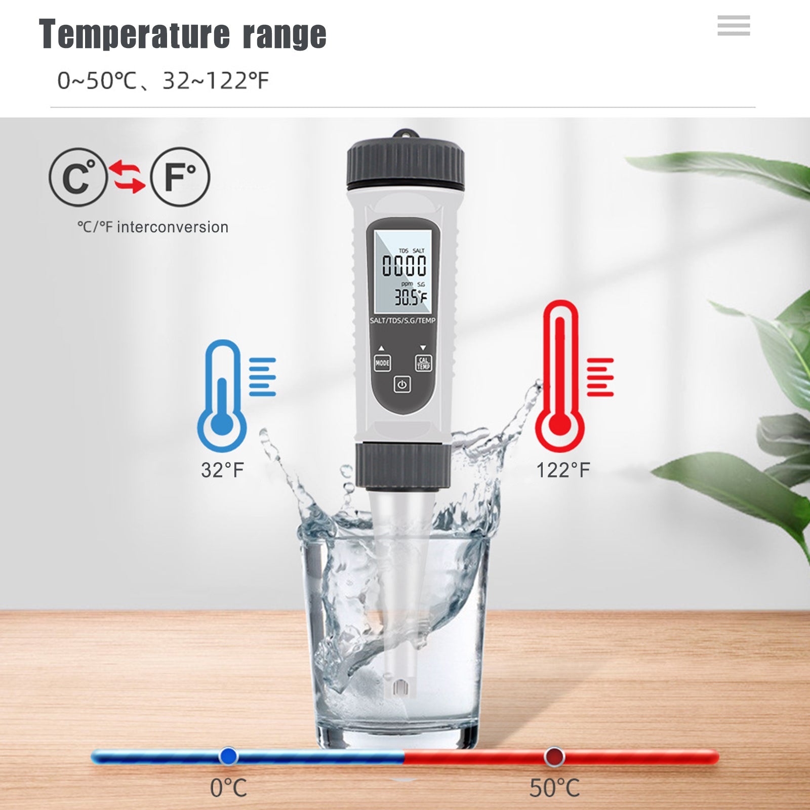 4In1 EC/S.G/TEMP/Salinity Meter Digital Water Quality Monitor Tester Test Tool