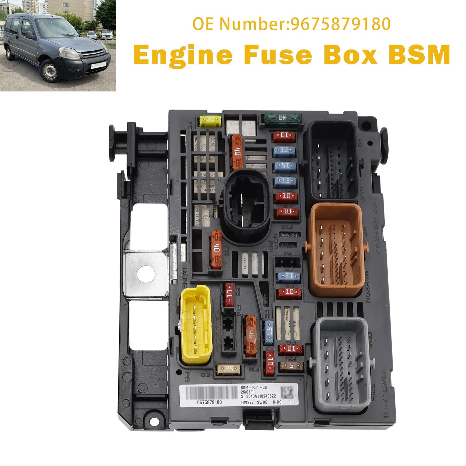 2008-2019 Peugeot Partner Engine Fuse Box BSM 9675879180