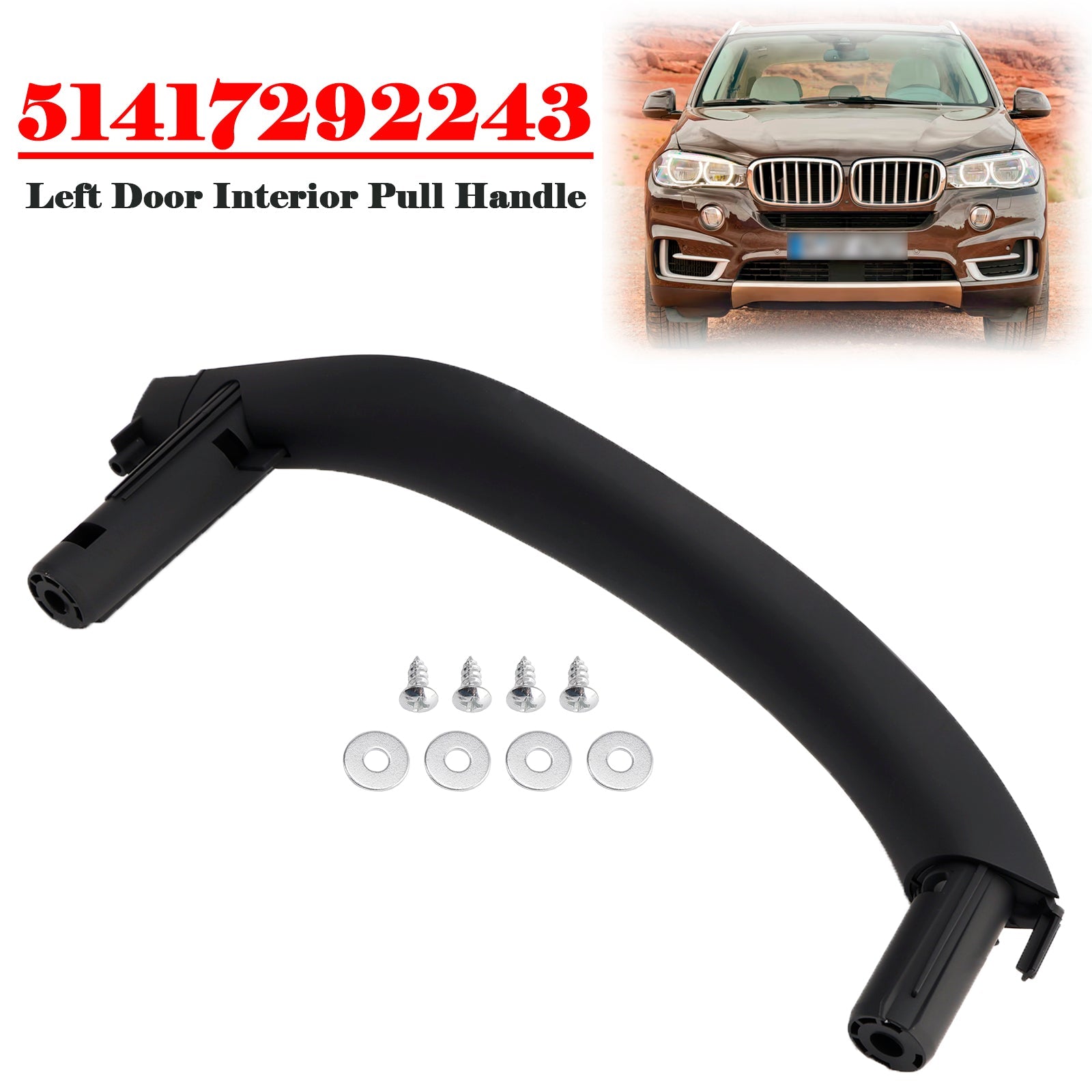 Left Inner Door Panel Handle Pull Trim Cover For BMW X5 X6 F15 F16 F85 F86